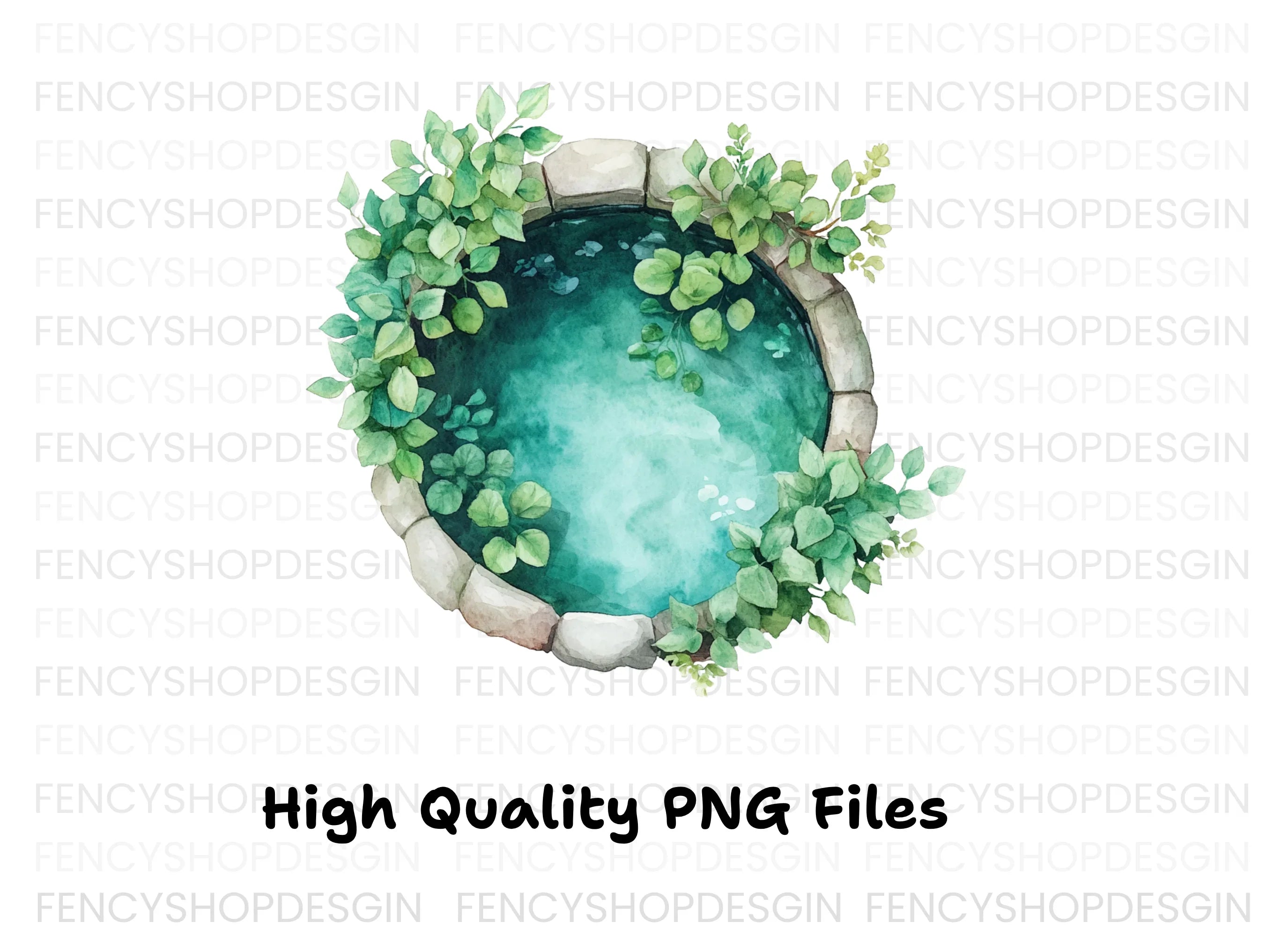 Top View Garden Pond Clipart Bundle
