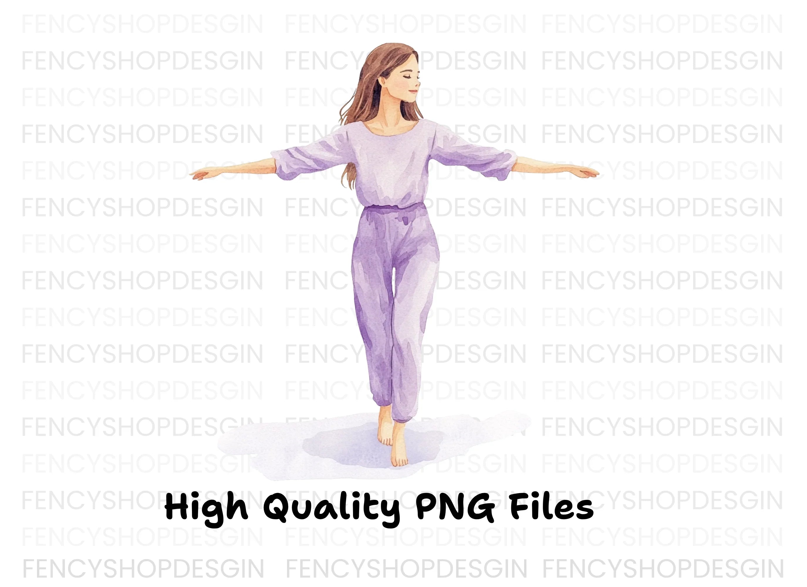 Serene Woman Balancing Clipart Bundle