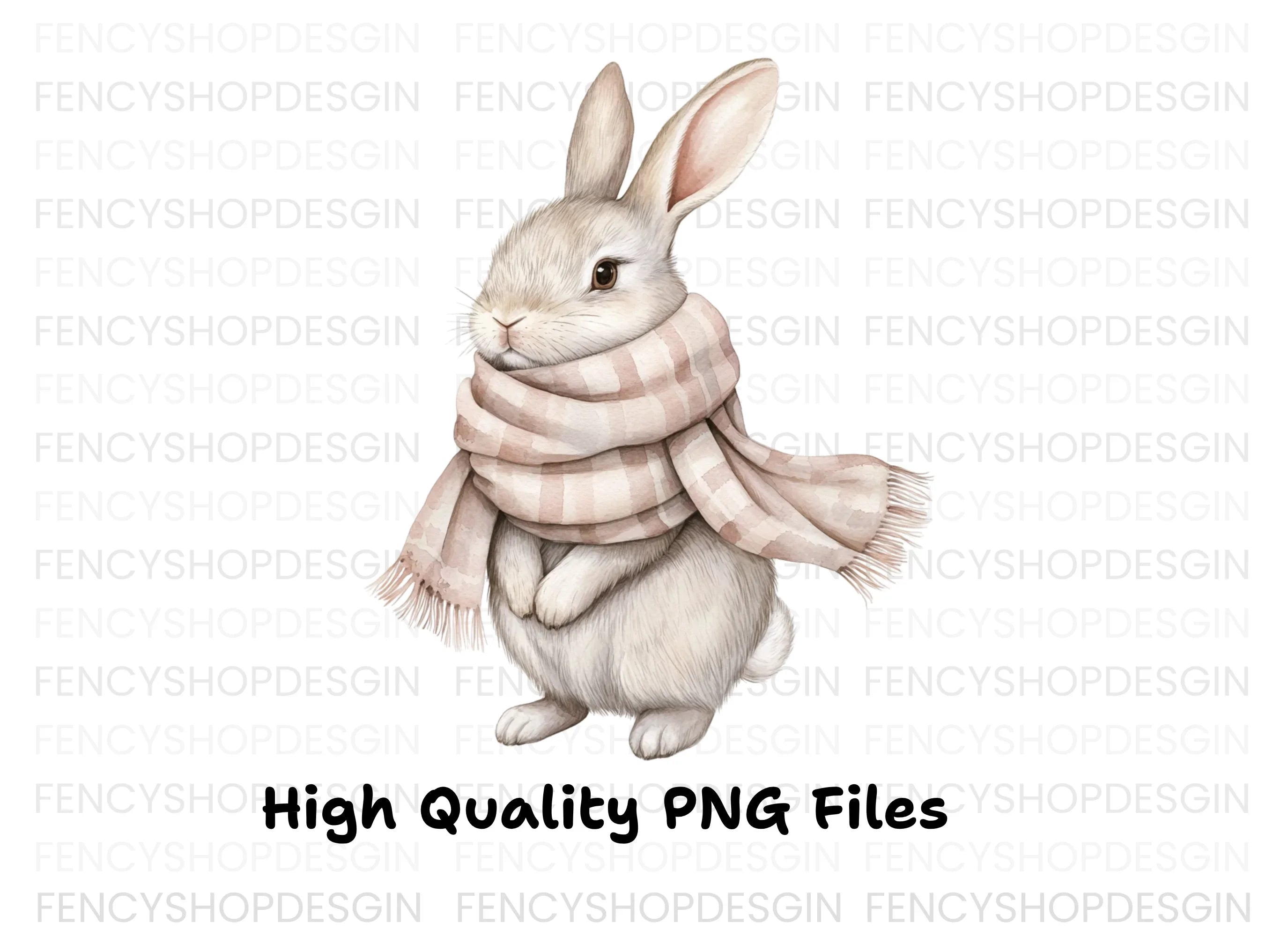 Cute Bunny with Scarf Clipart Bundle