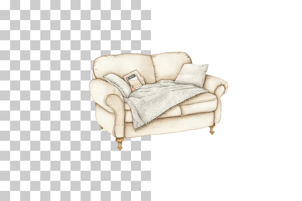 Relaxing Woman on Couch with Phone Clipart Bundle - CraftNest - Digital Crafting and Art