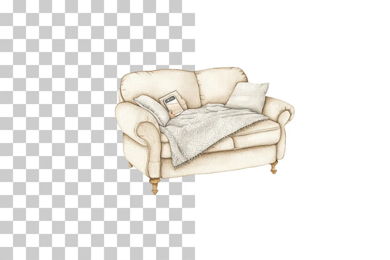 Relaxing Woman on Couch with Phone Clipart Bundle - CraftNest - Digital Crafting and Art