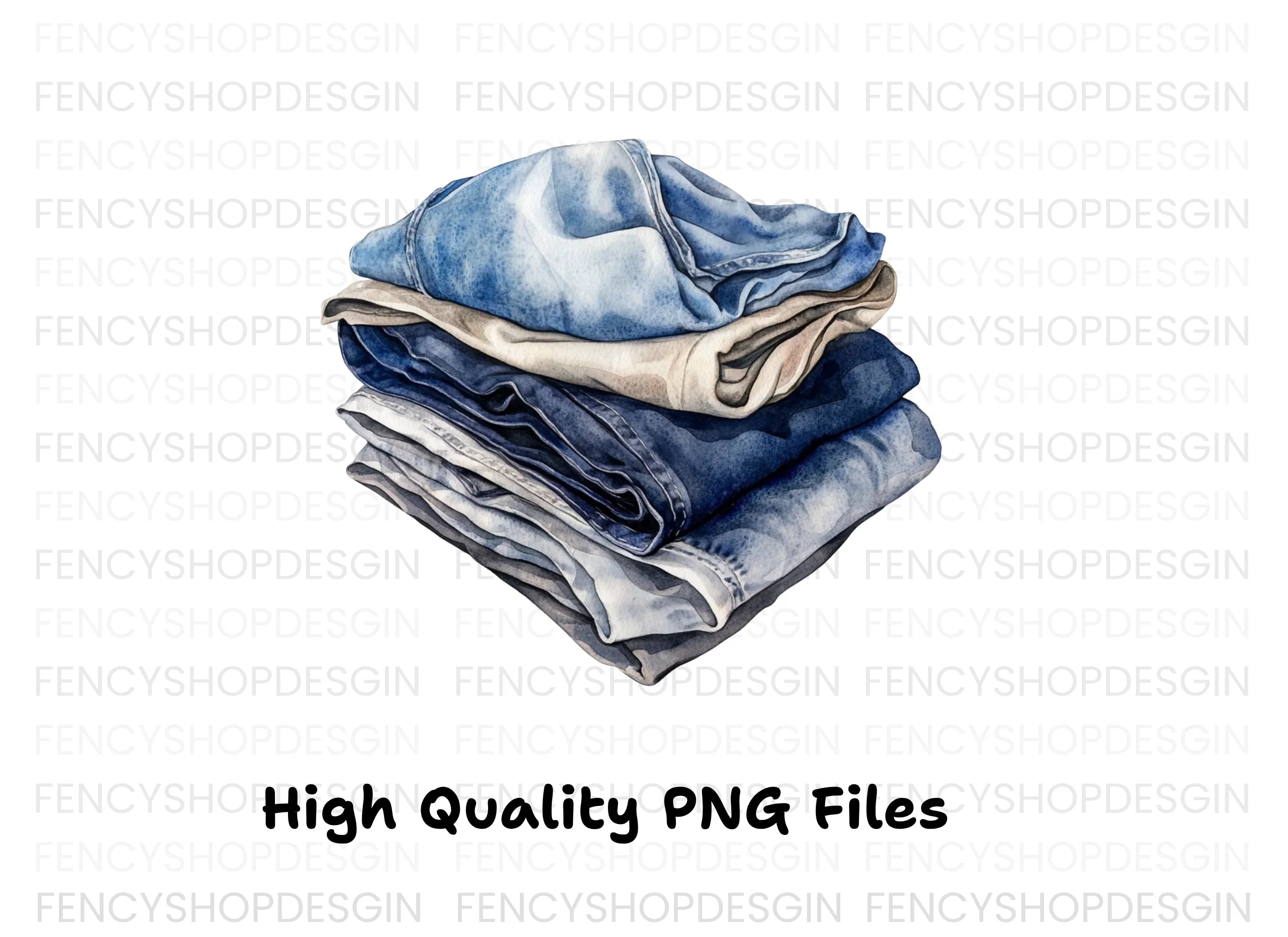 Folded Denim Jeans Clipart Bundle