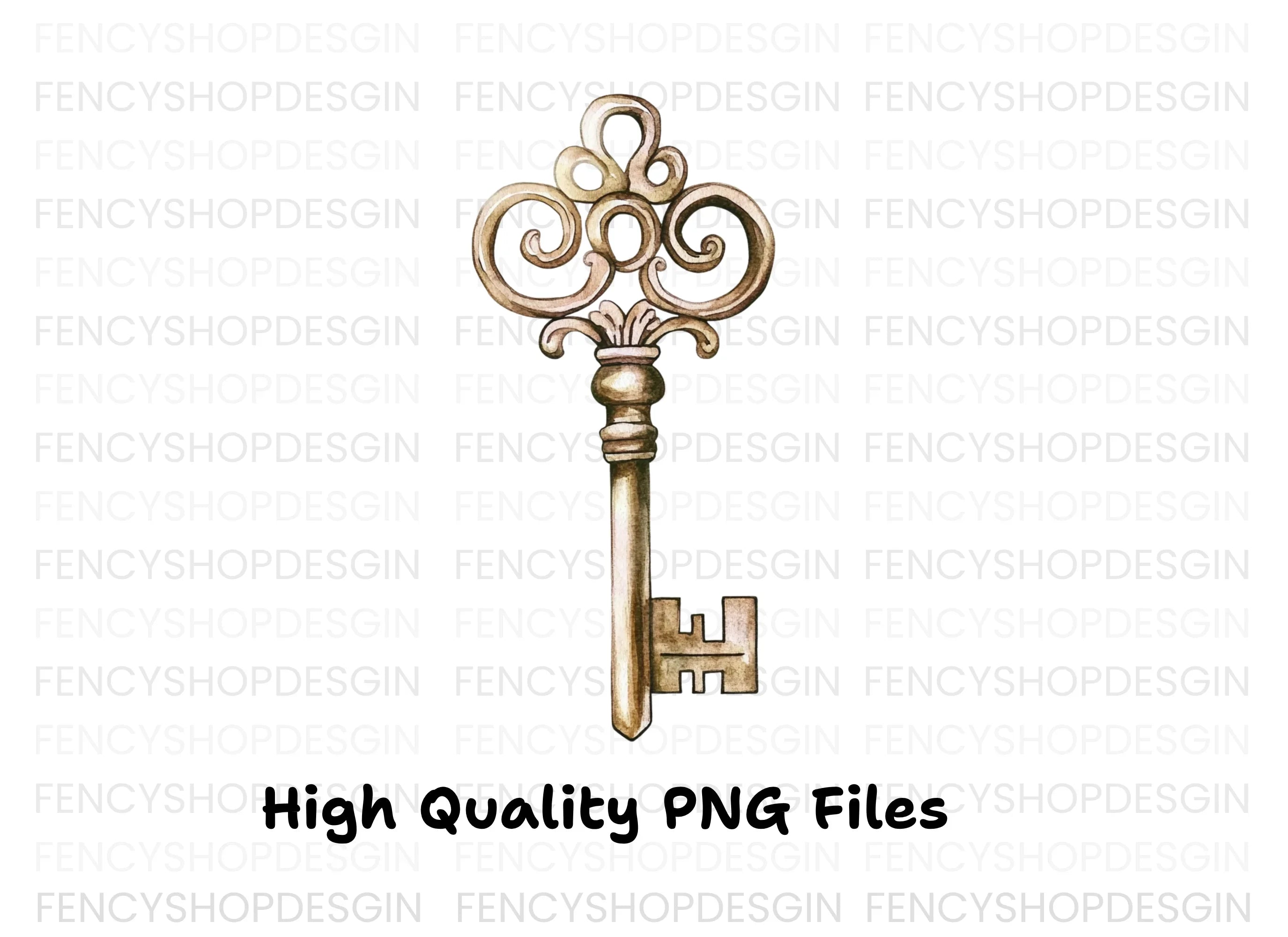 Elegant Vintage Skeleton Key Clipart Bundle