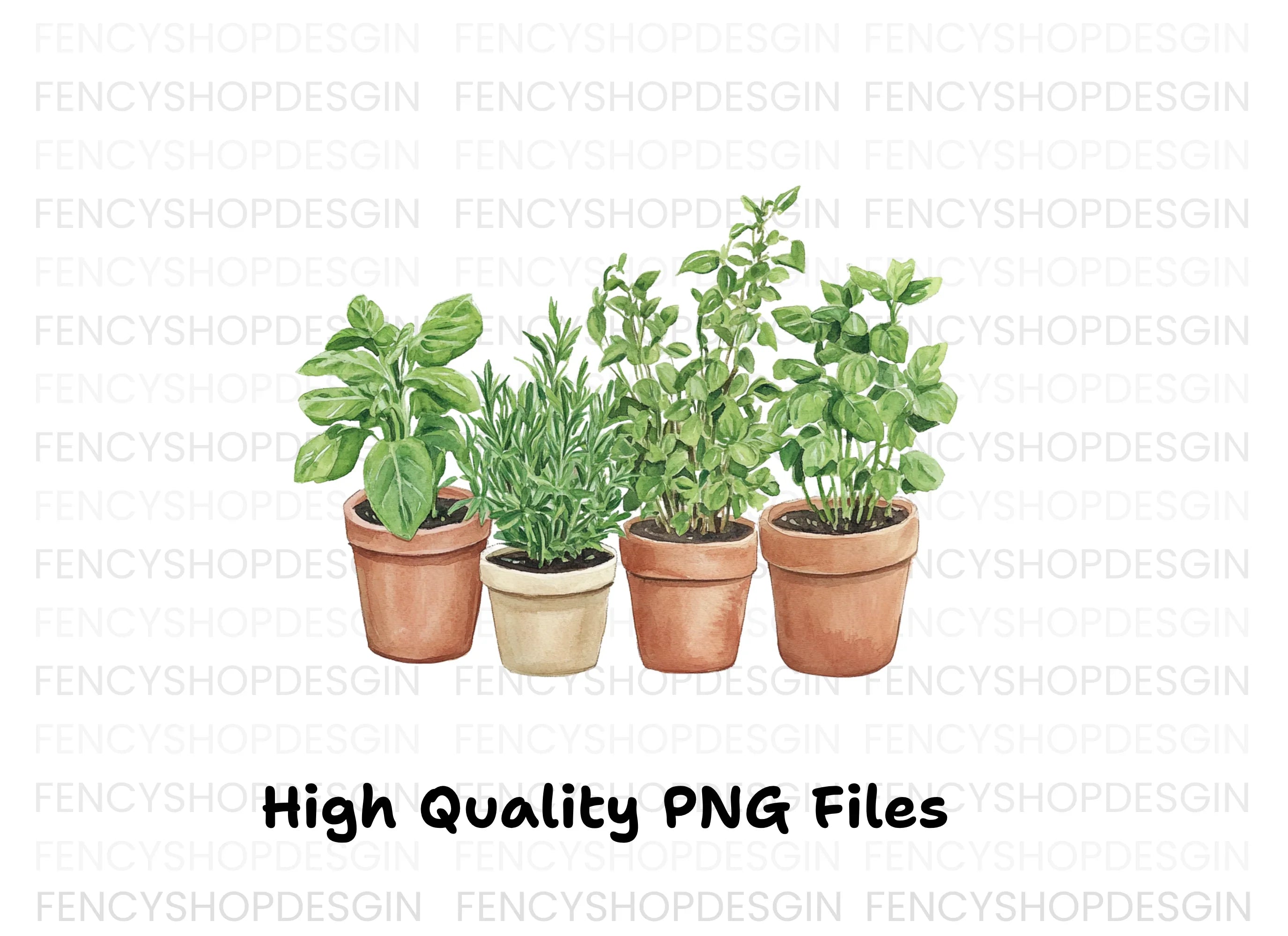 Potted Herb Garden Clipart Bundle