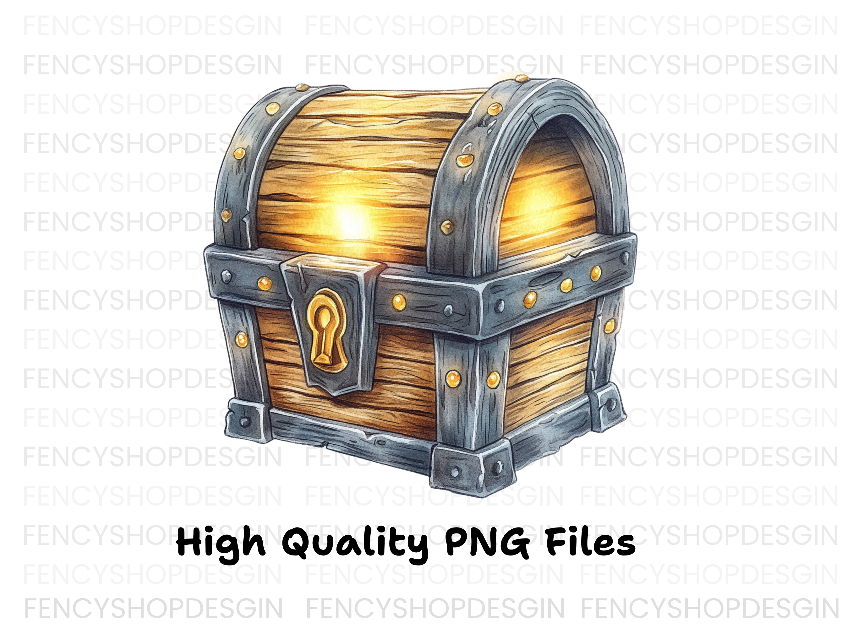 Glowing Treasure Chests Clipart Bundle
