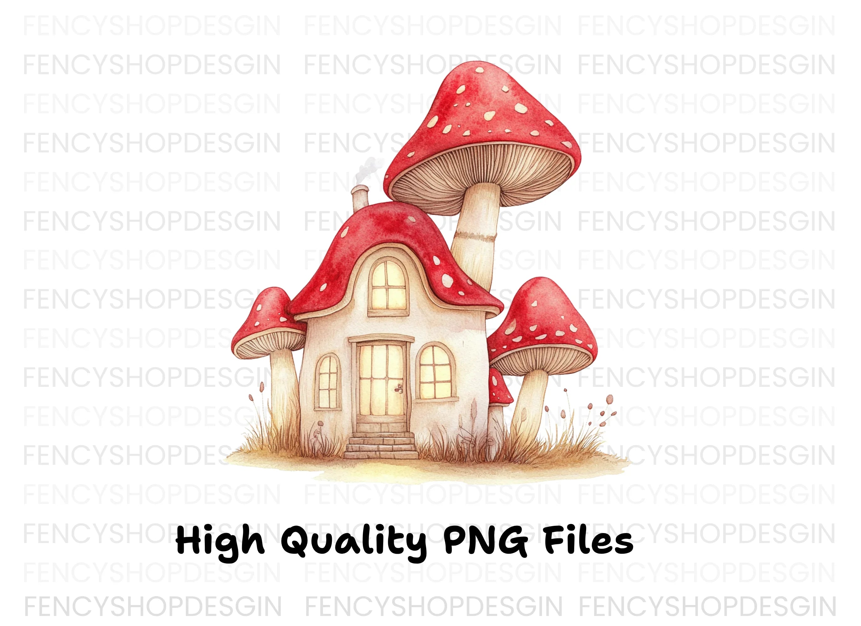 Enchanted Mushroom House Clipart Bundle