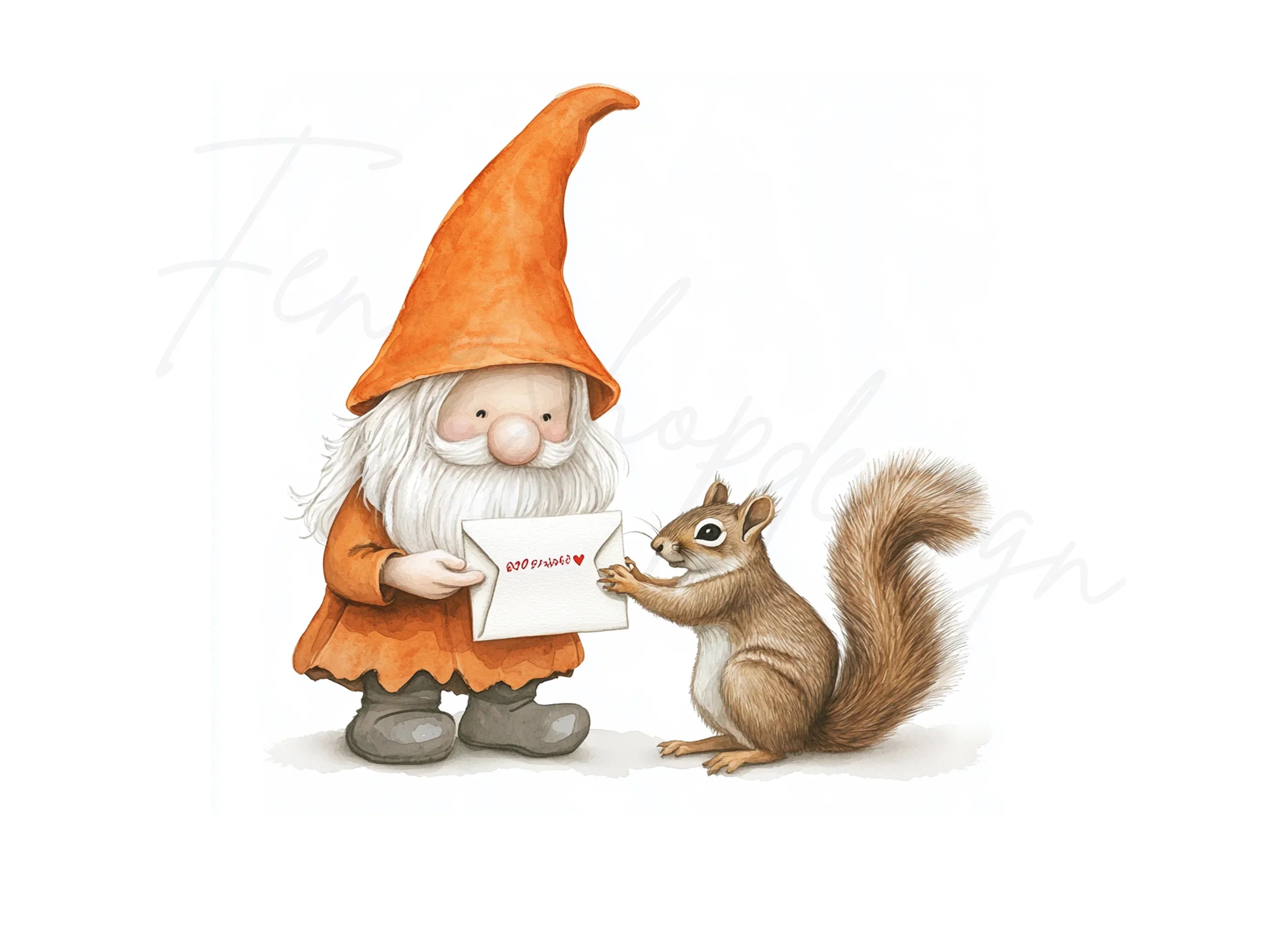 Gnomes and Squirrels with Letters Clipart Bundle