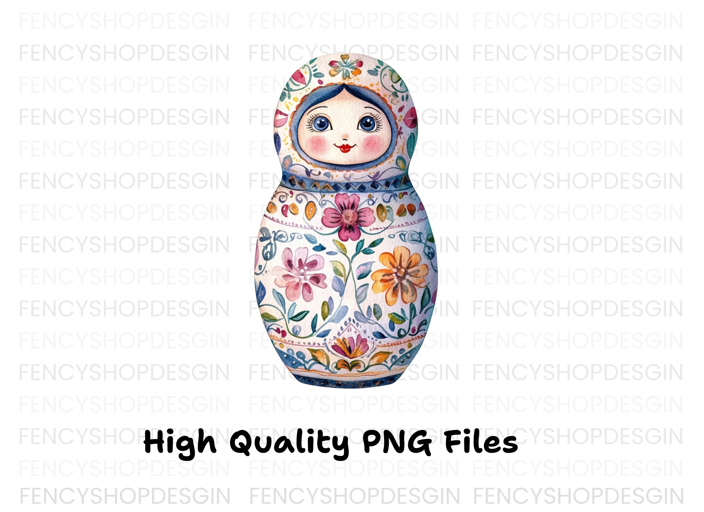 Floral Russian Nesting Dolls Clipart Bundle