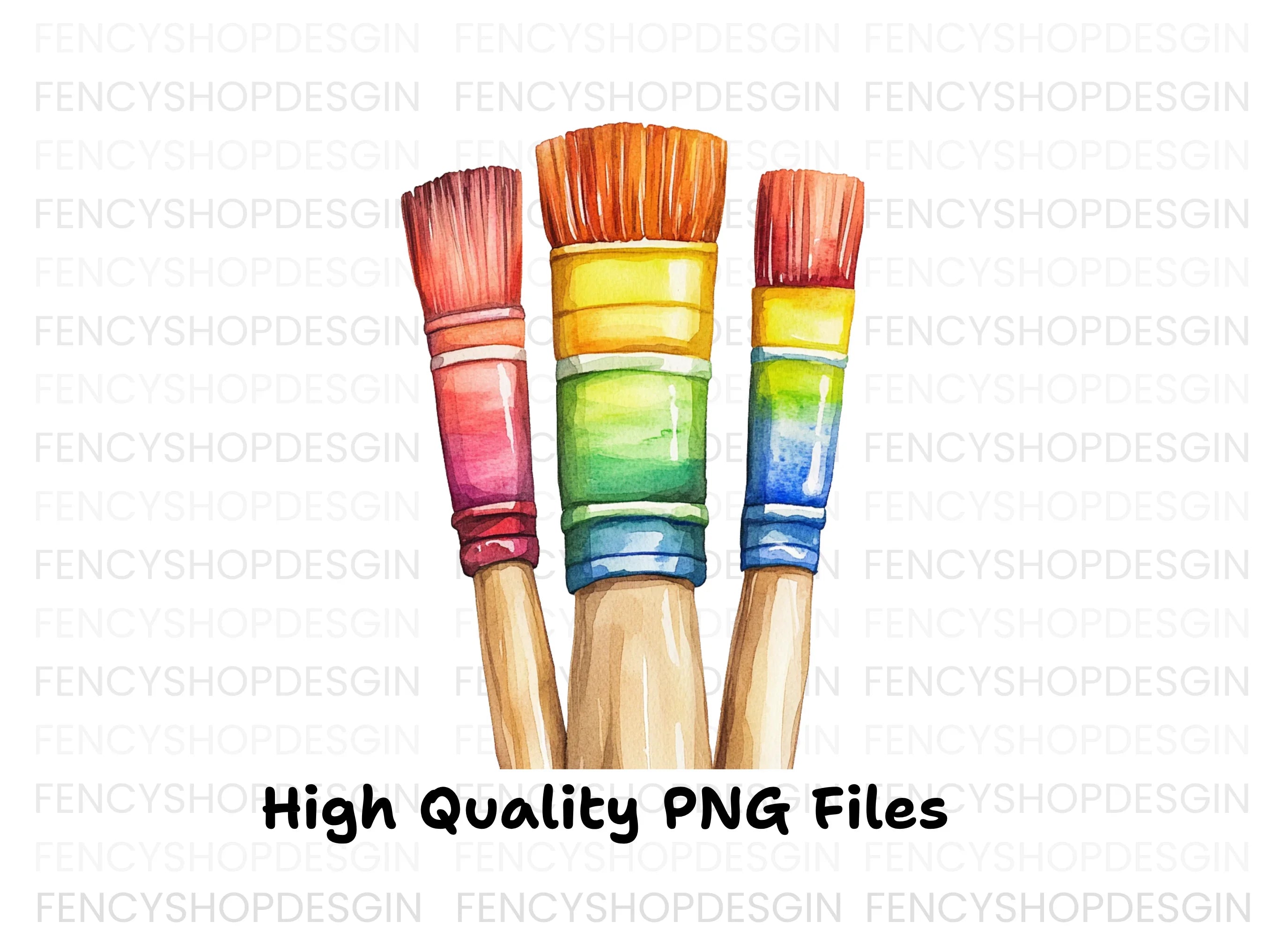 Colorful Paint Brushes Clipart Bundle