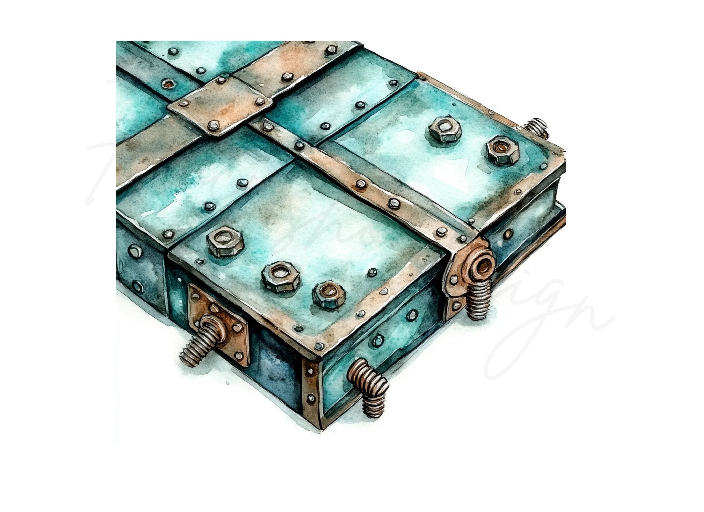 Steampunk Metal Panels Boxes Clipart Bundle