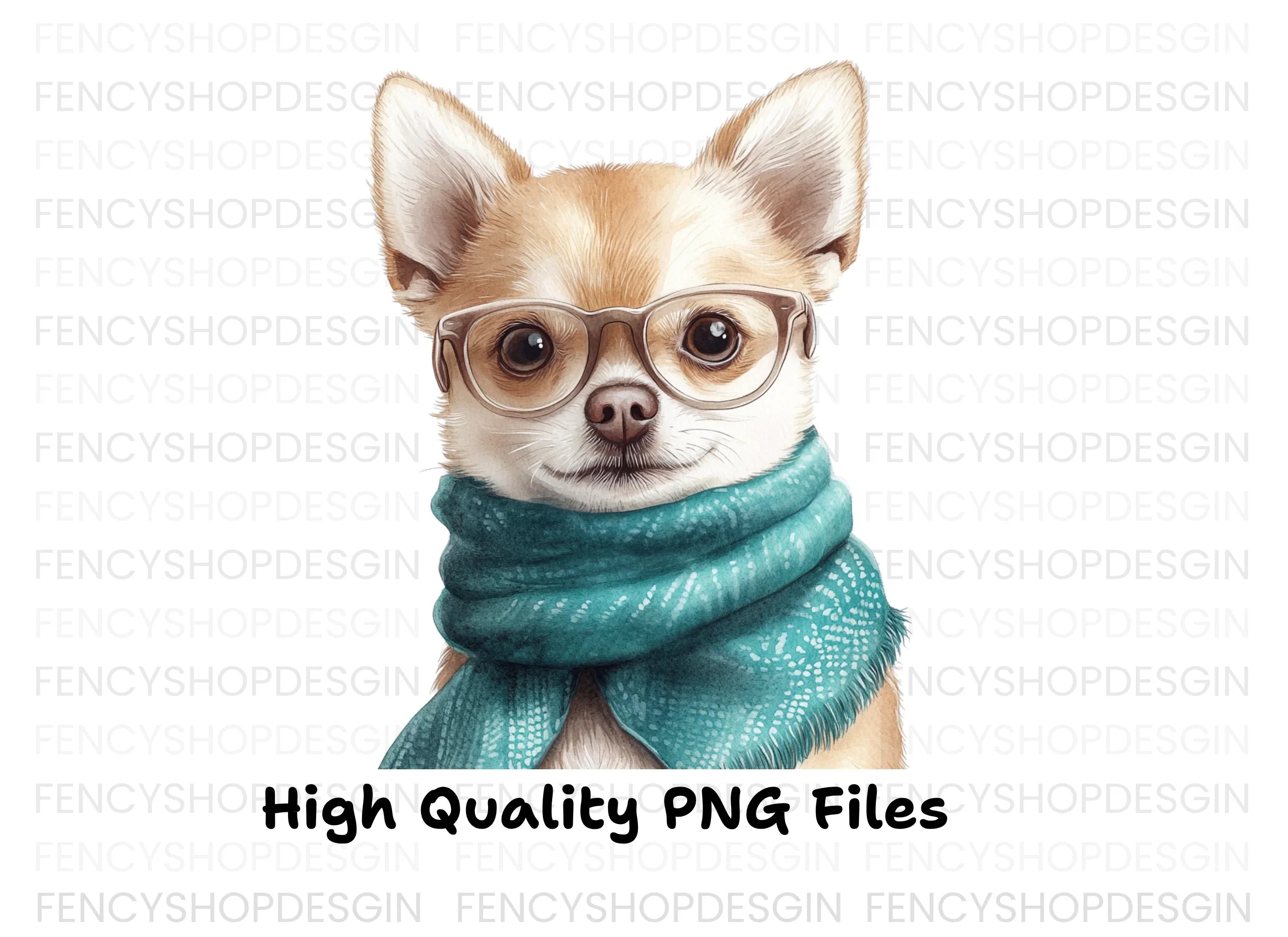 Cute Chihuahua with Glasses Clipart Bundle