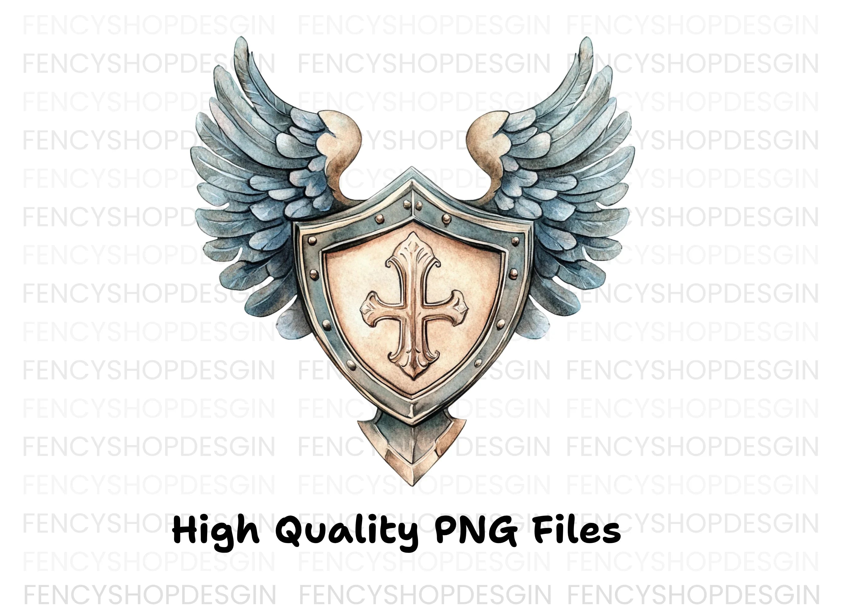 Winged Shield Cross Clipart Bundle