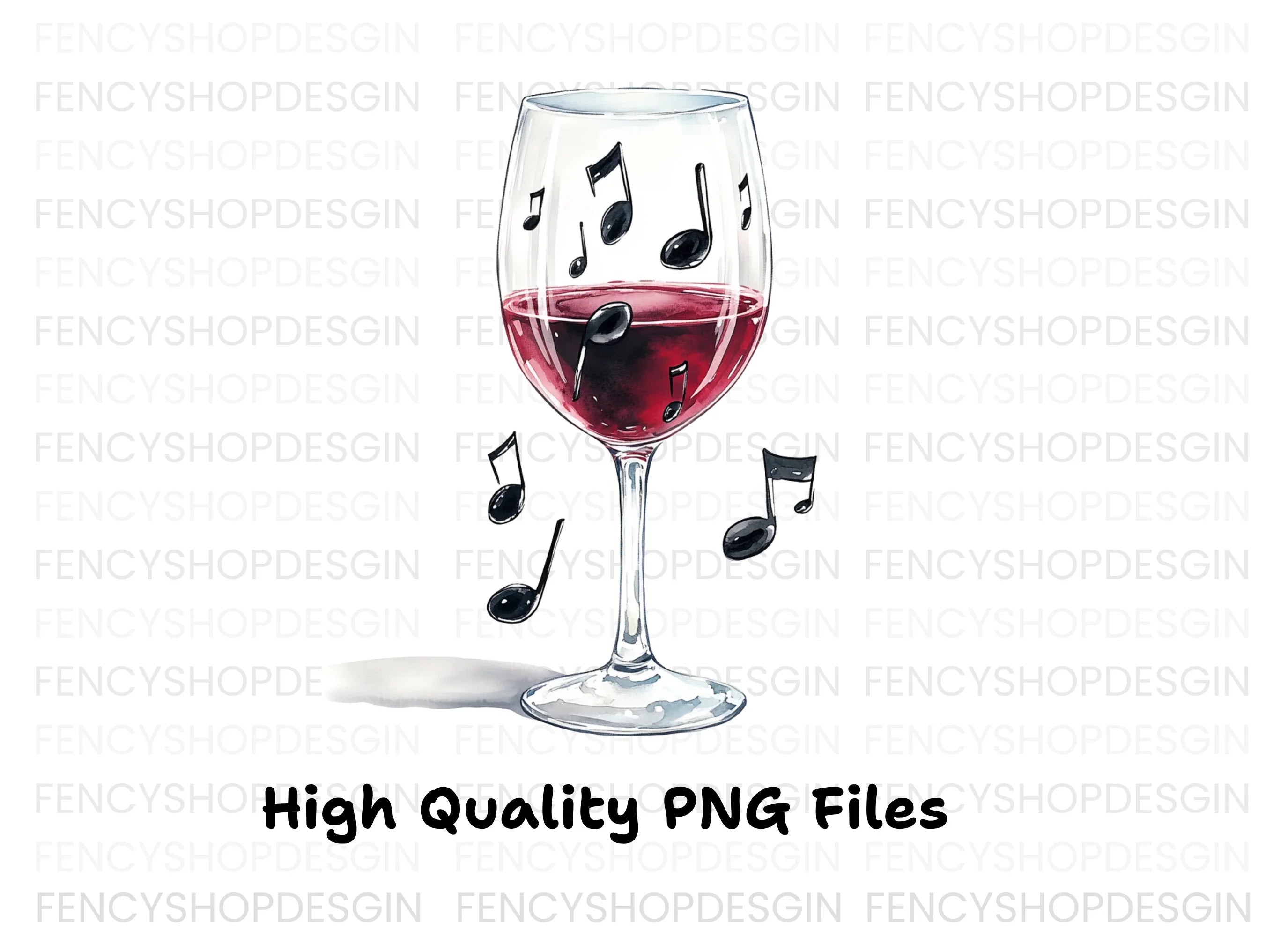 Wine Glass with Musical Notes Clipart Bundle