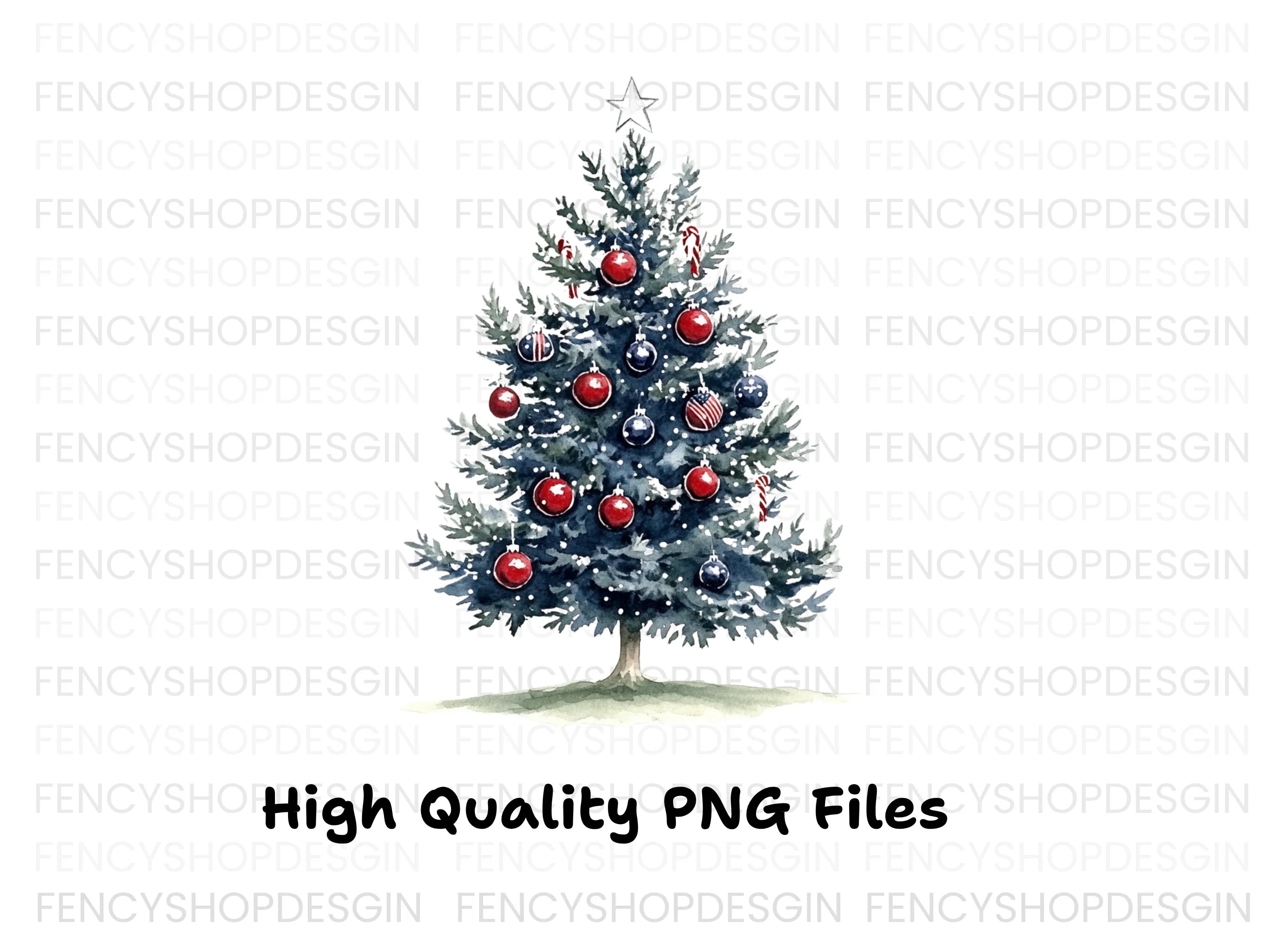 Patriotic Christmas Tree Clipart Bundle