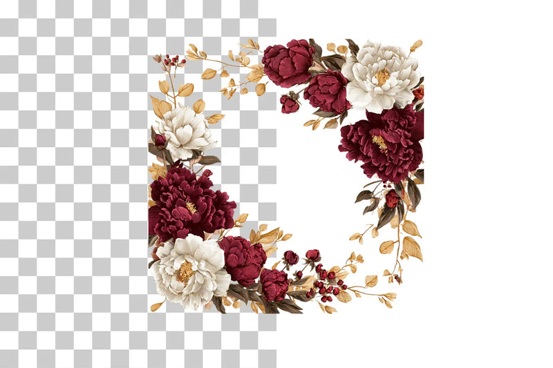 Burgundy Floral Clipart Bundle - CraftNest - Digital Crafting and Art
