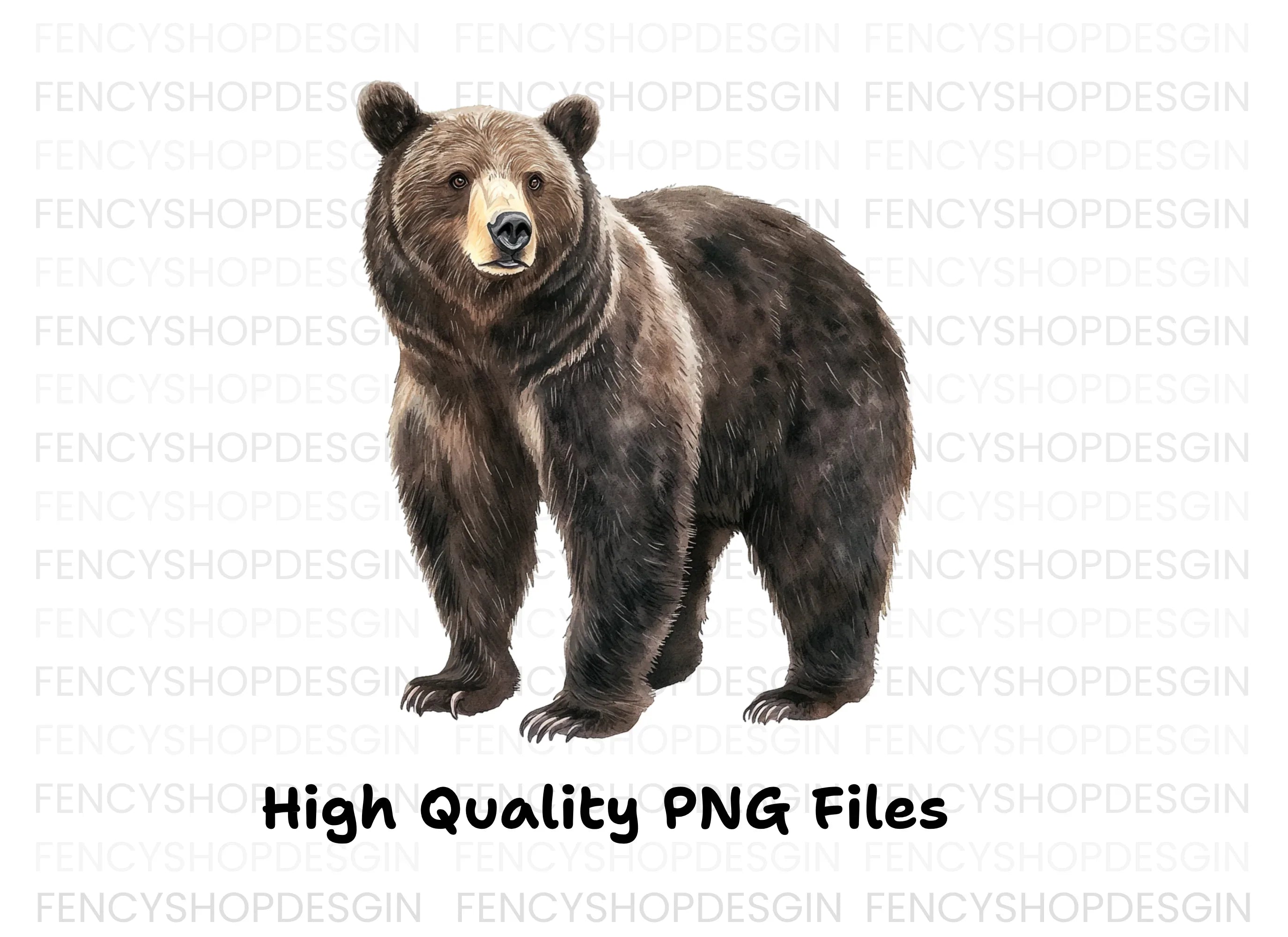 Standing Grizzly Bear Duo Clipart Bundle