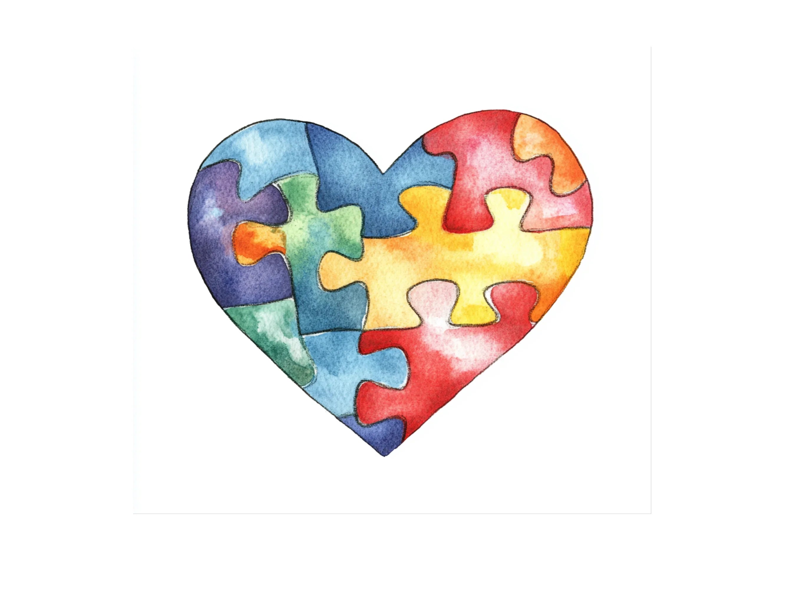 Colorful Puzzle Heart Clipart Bundle