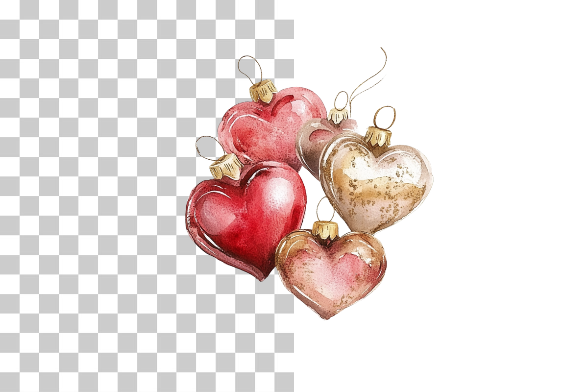 Heart Christmas Ornaments Clipart Bundle