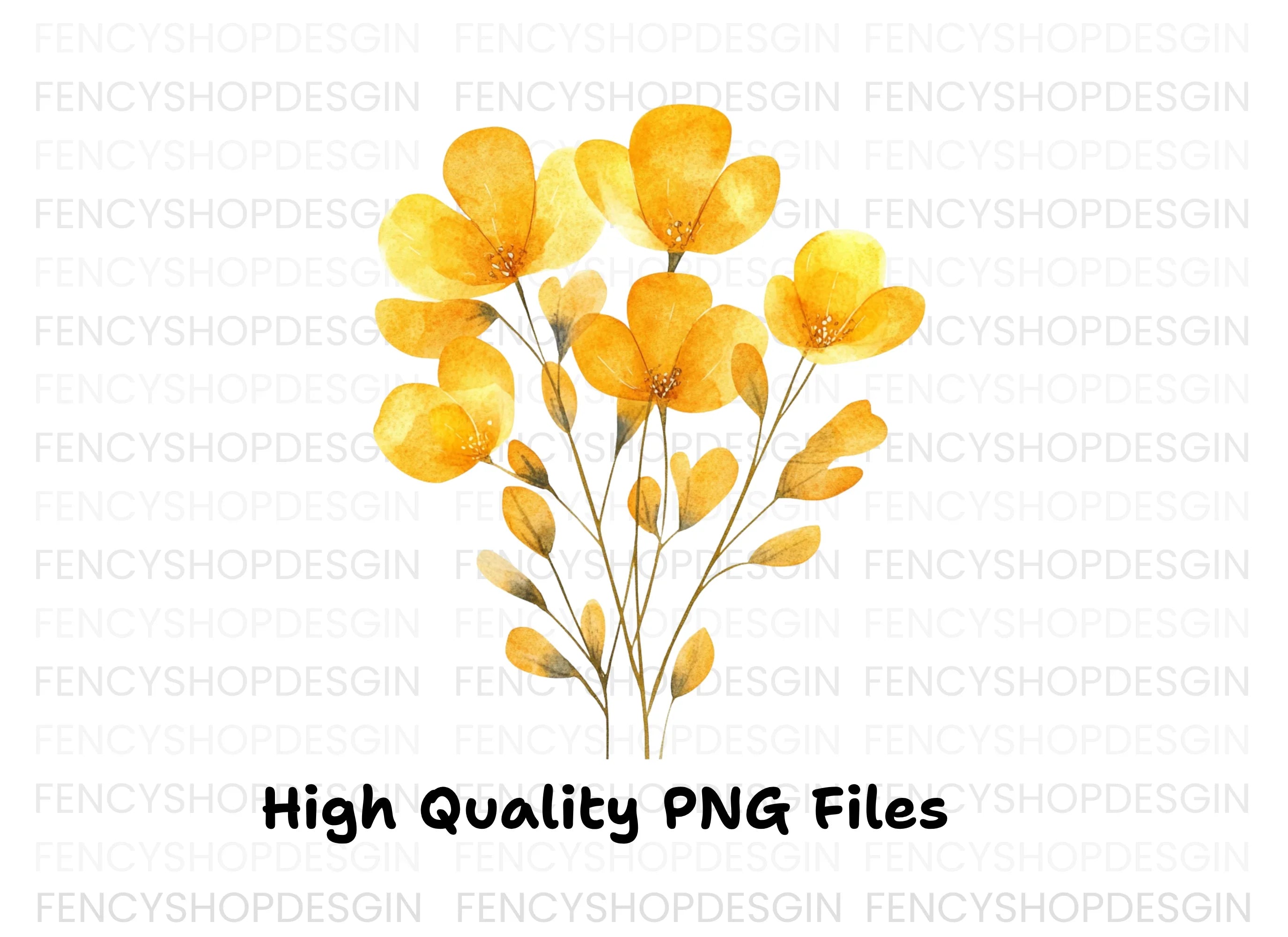 Elegant Yellow Floral Bouquet Clipart Bundle