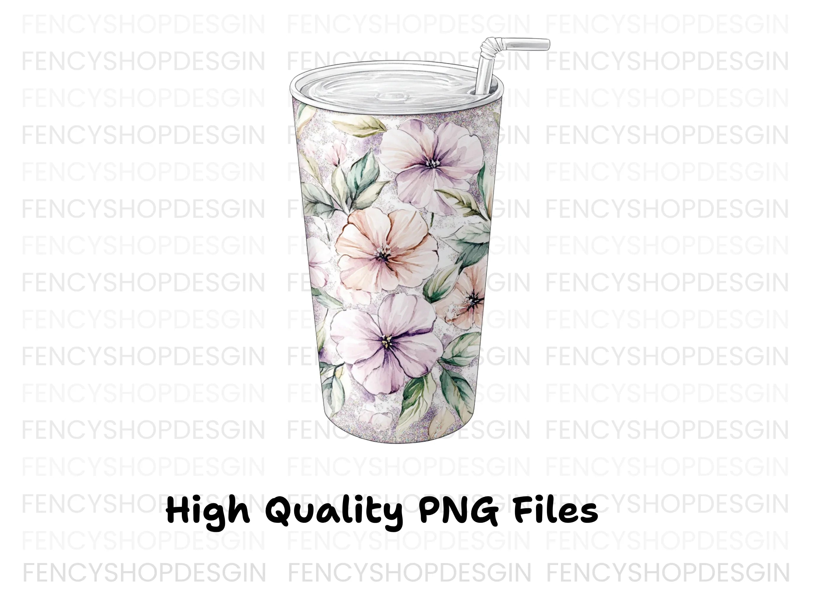 Pink Floral Tumbler Clipart Bundle