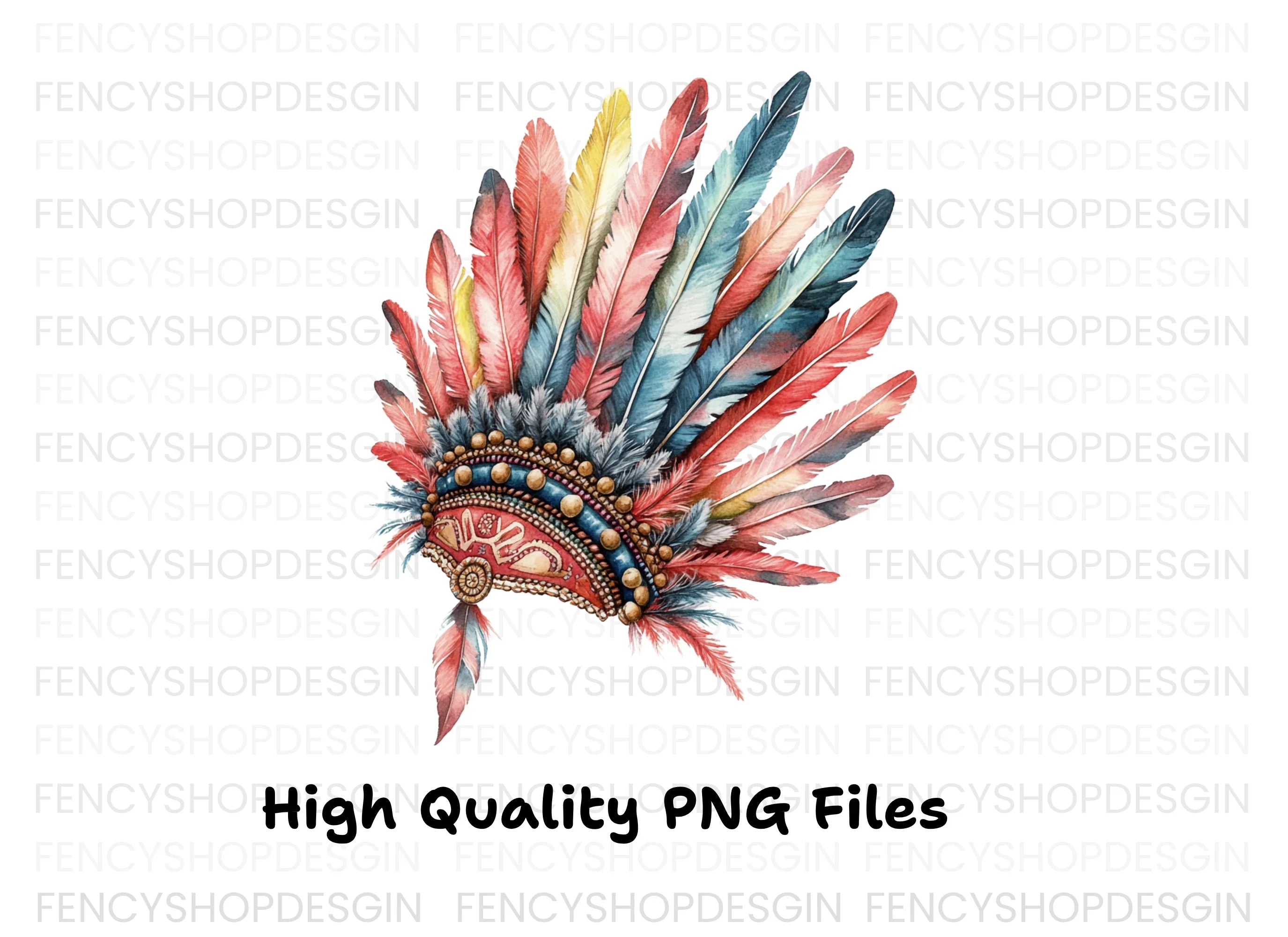 Vibrant Feather Headdress Clipart Bundle