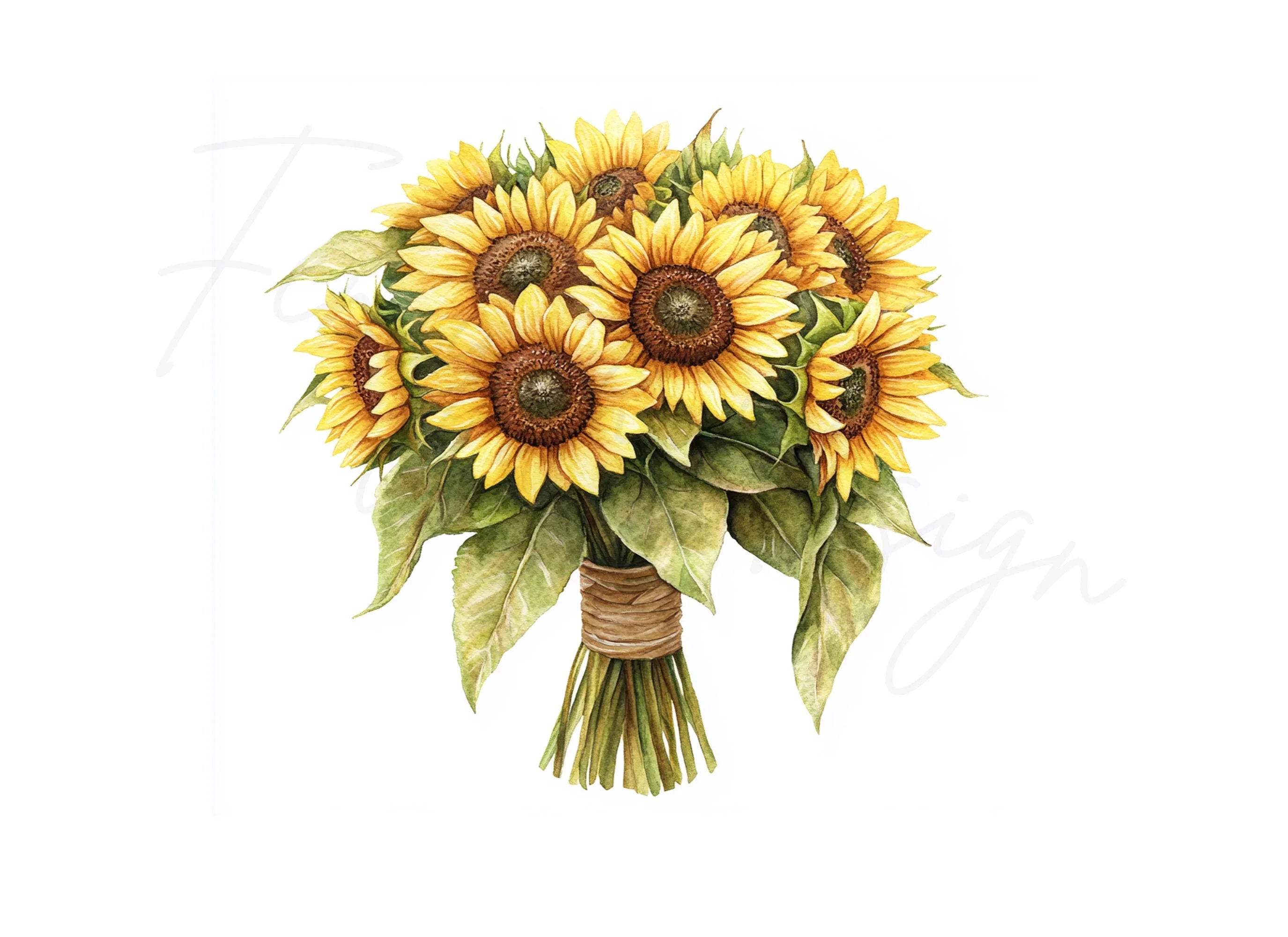 Sunflower Bouquet Clipart Bundle