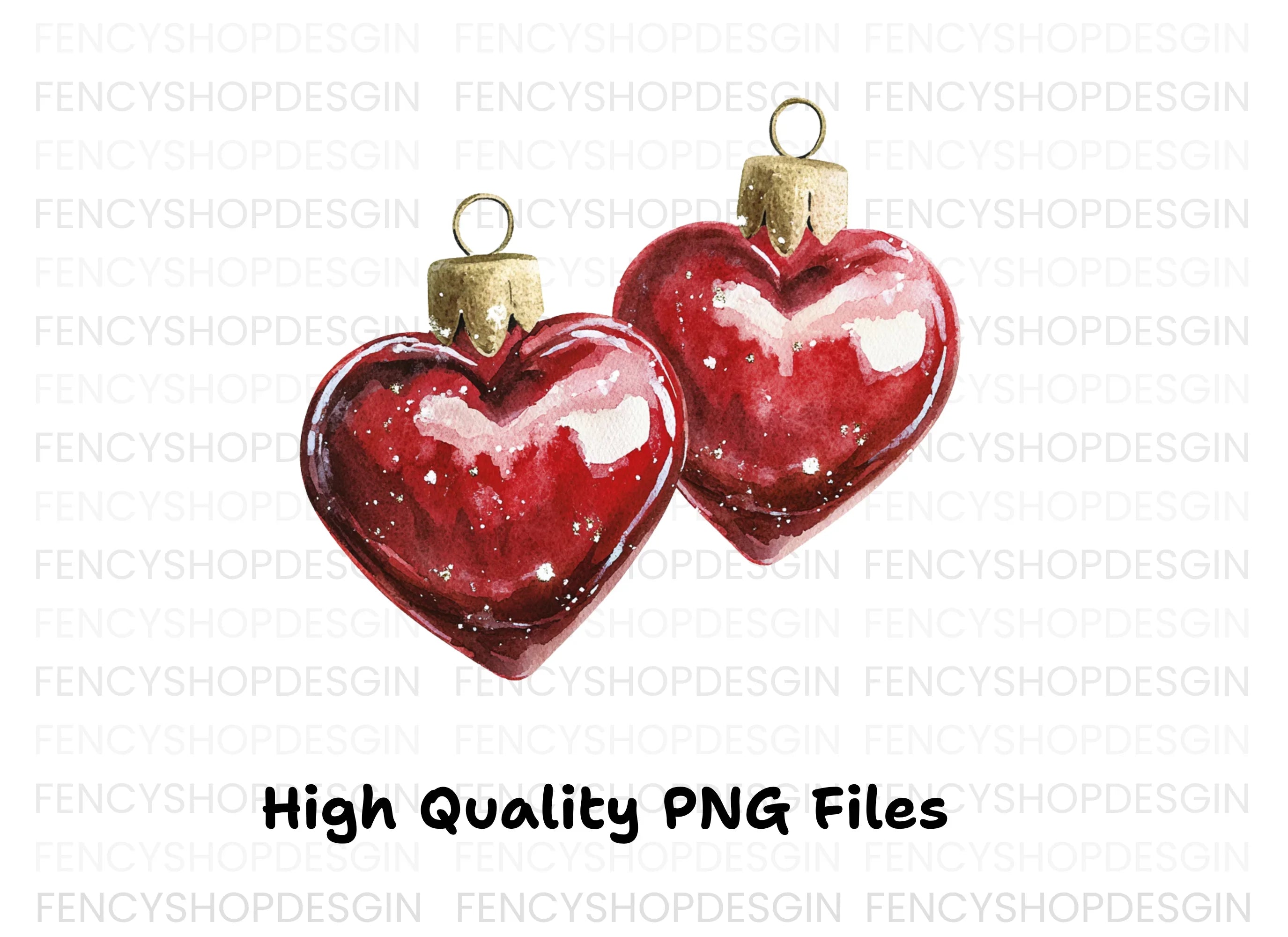 Heart Christmas Ornaments Clipart Bundle