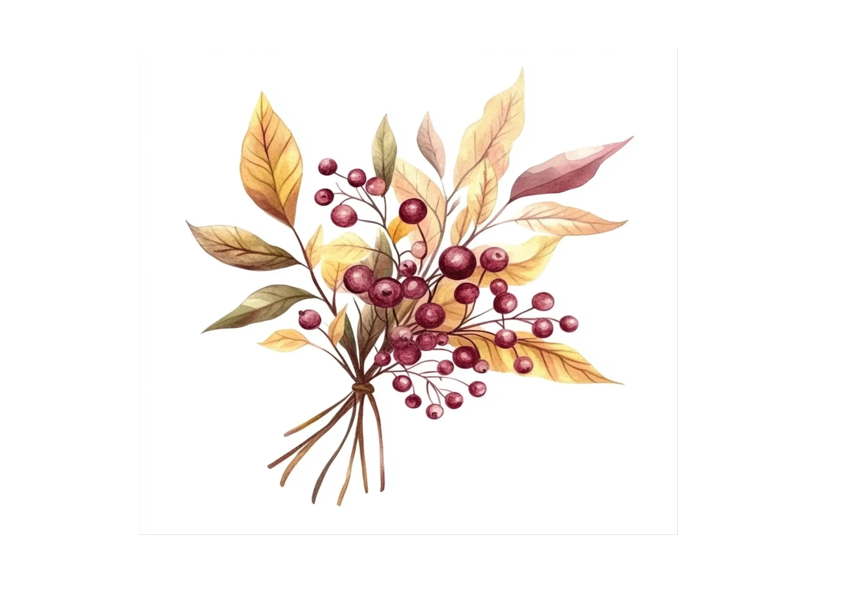 Autumn Berry Leaf Clipart Bundle