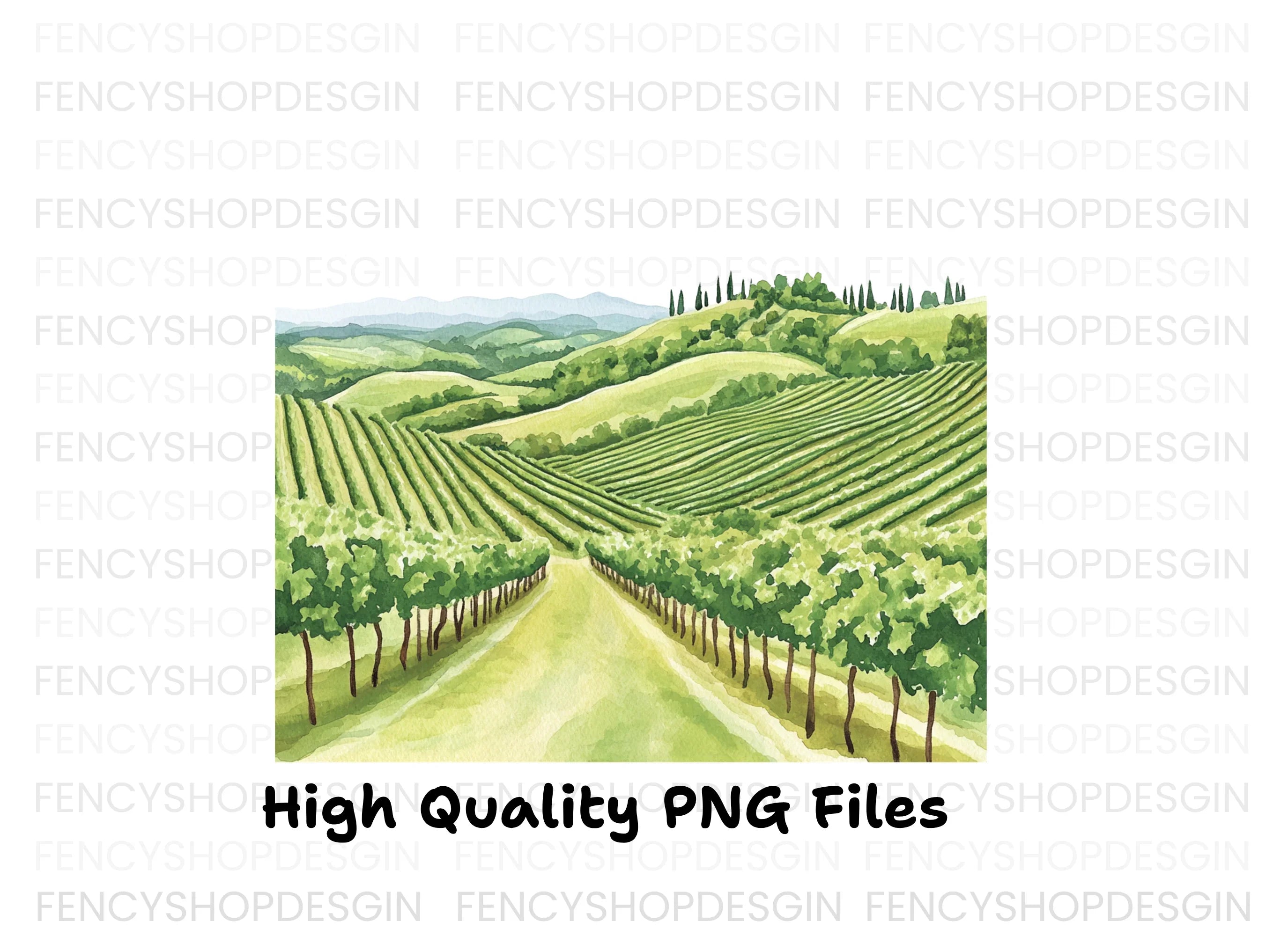 Vineyard Scenery Clipart Bundle