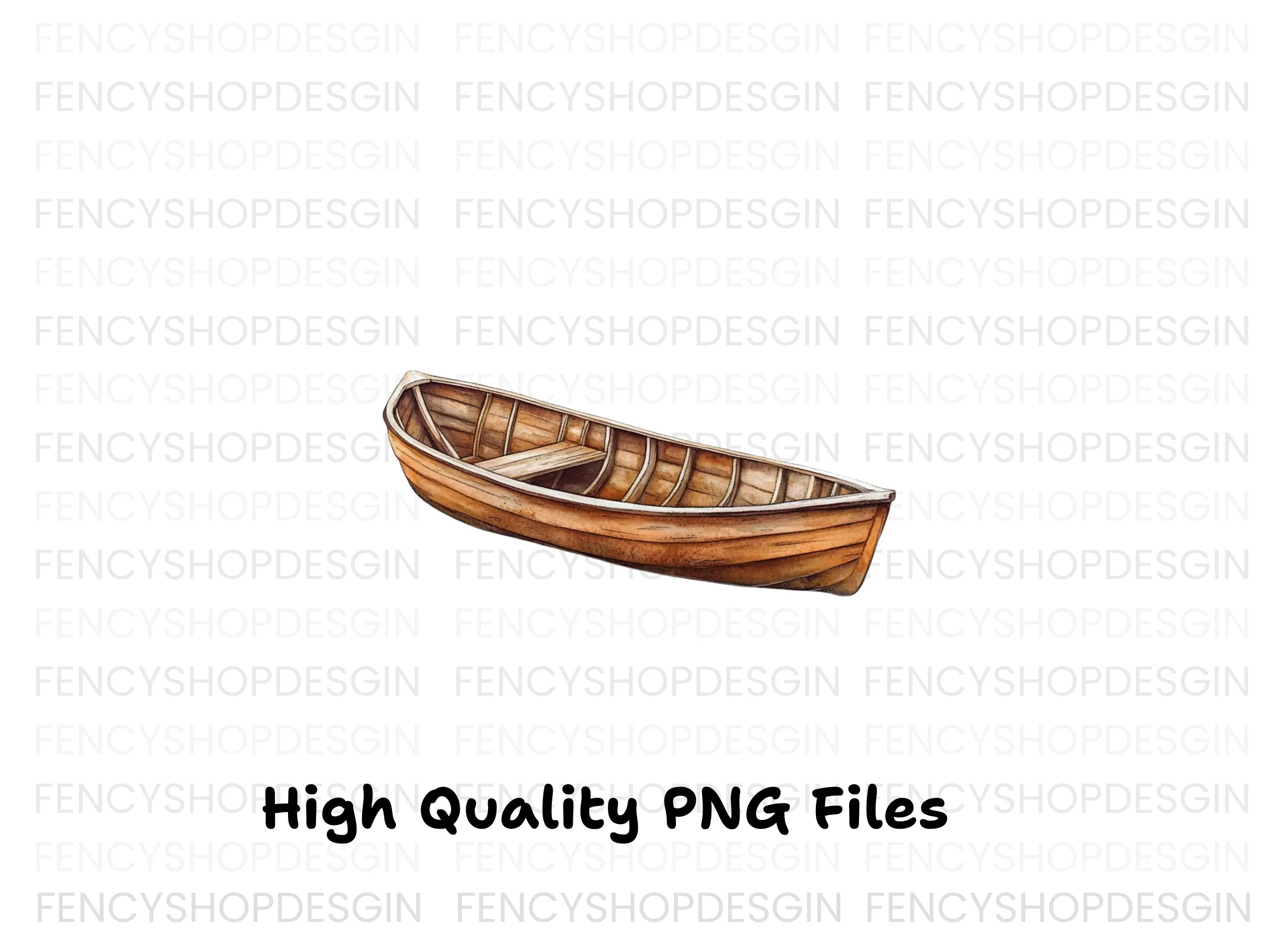 Wooden Rowboats Clipart Bundle
