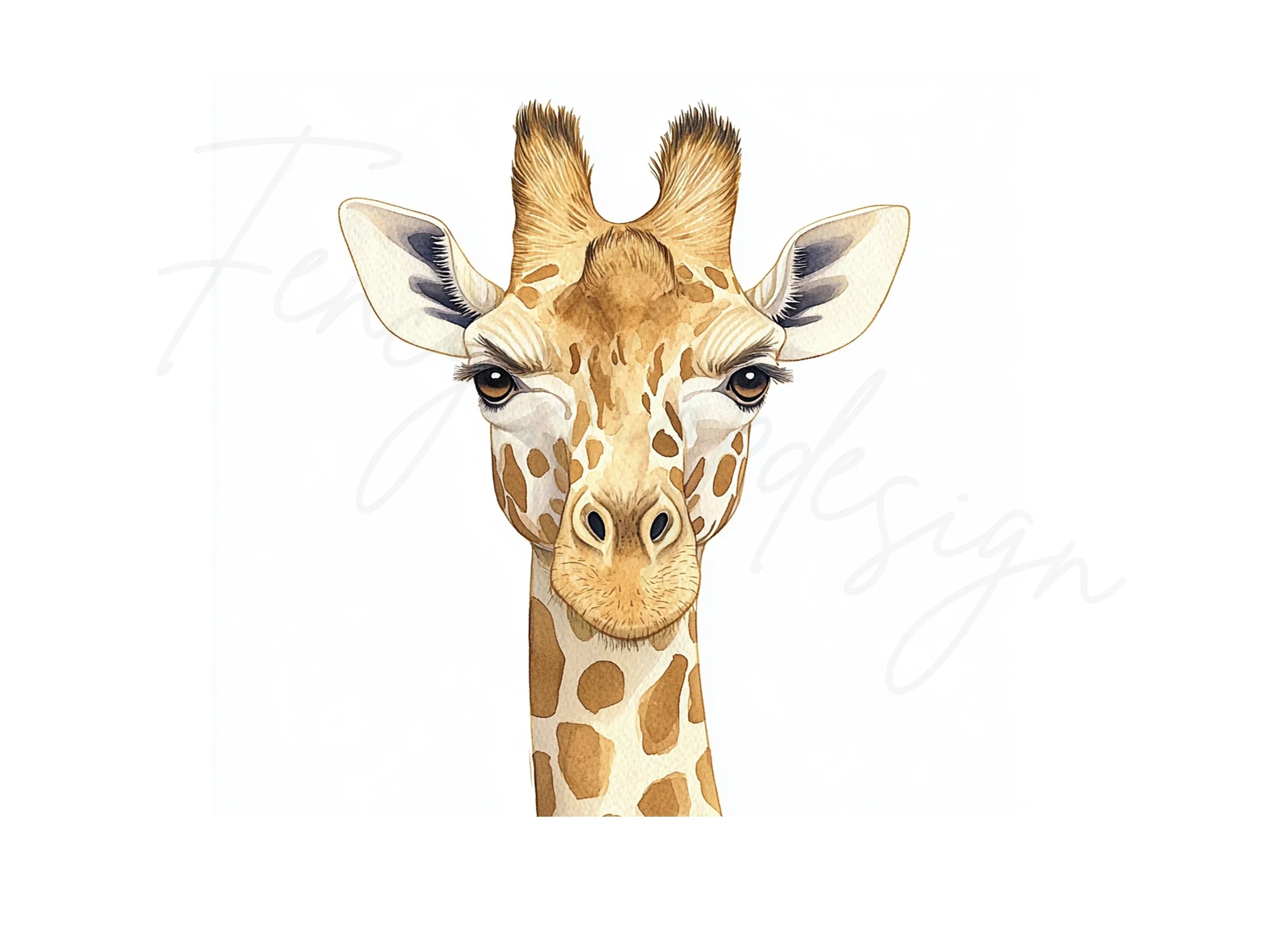 Realistic Giraffe Head Clipart Bundle