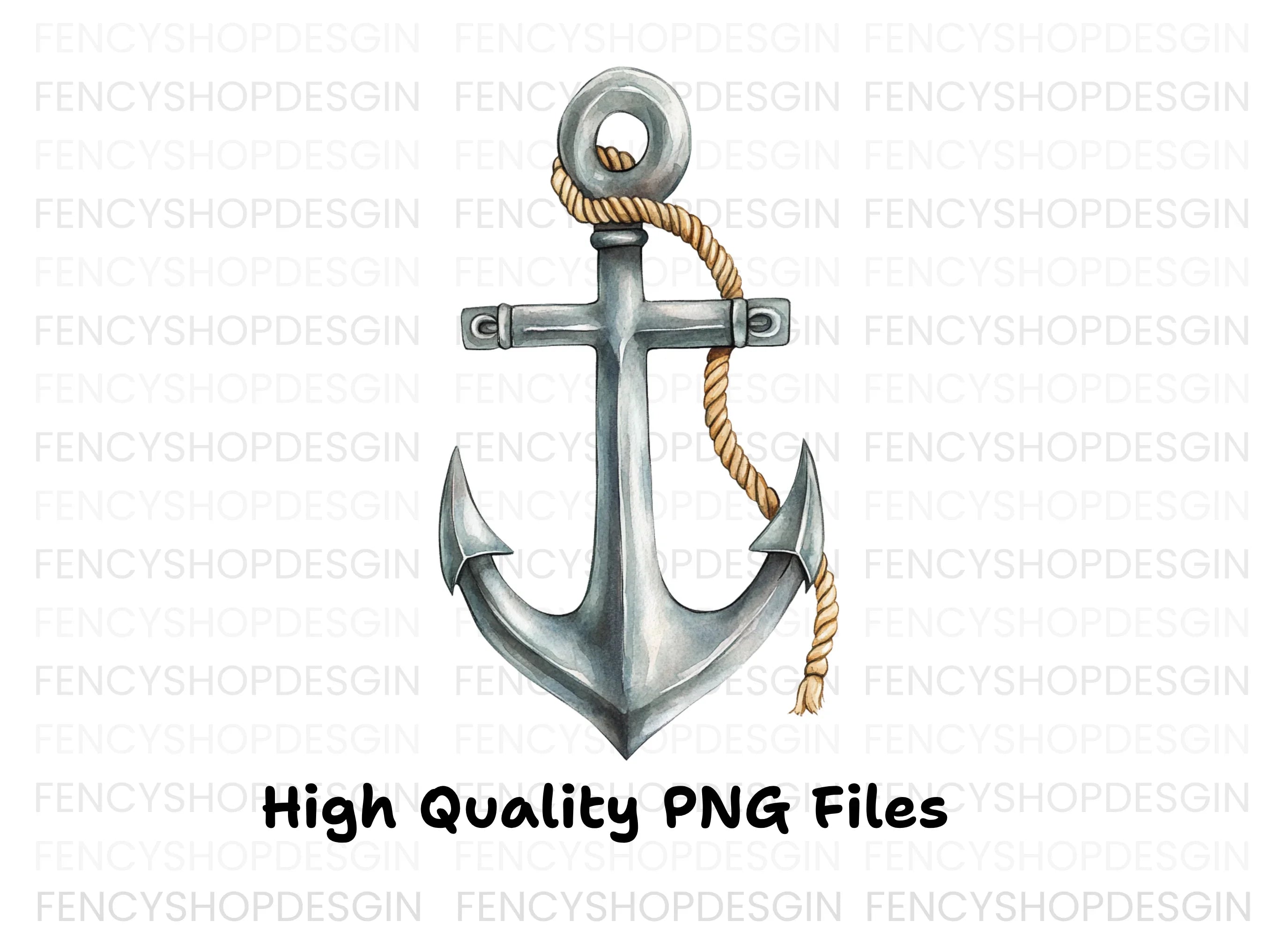 Rope Wrapped Anchor Clipart Bundle