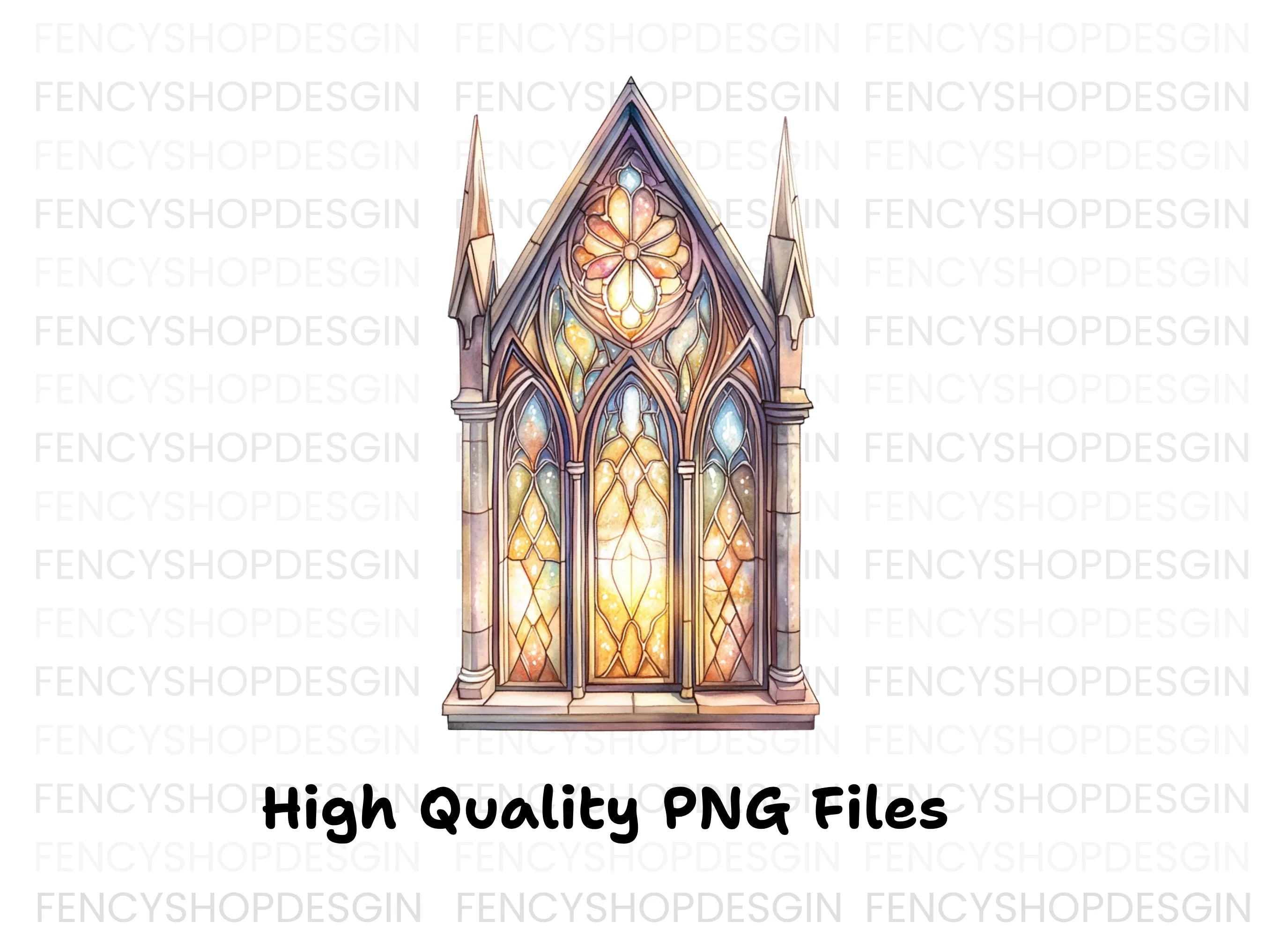 Vibrant Stained Glass Window Clipart Bundle