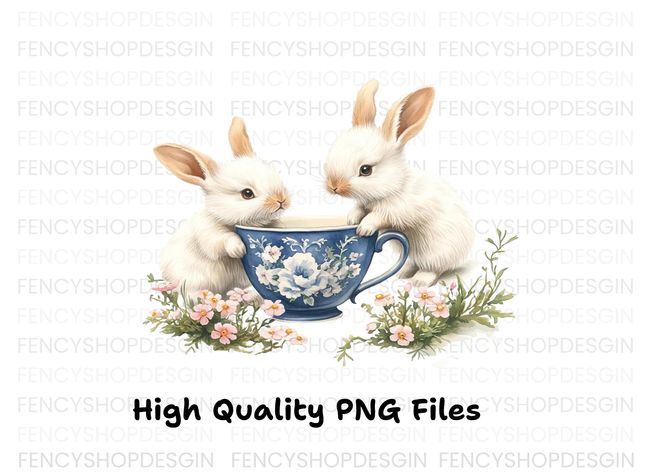 Playful Bunnies and Dandelion Clipart Bundle
