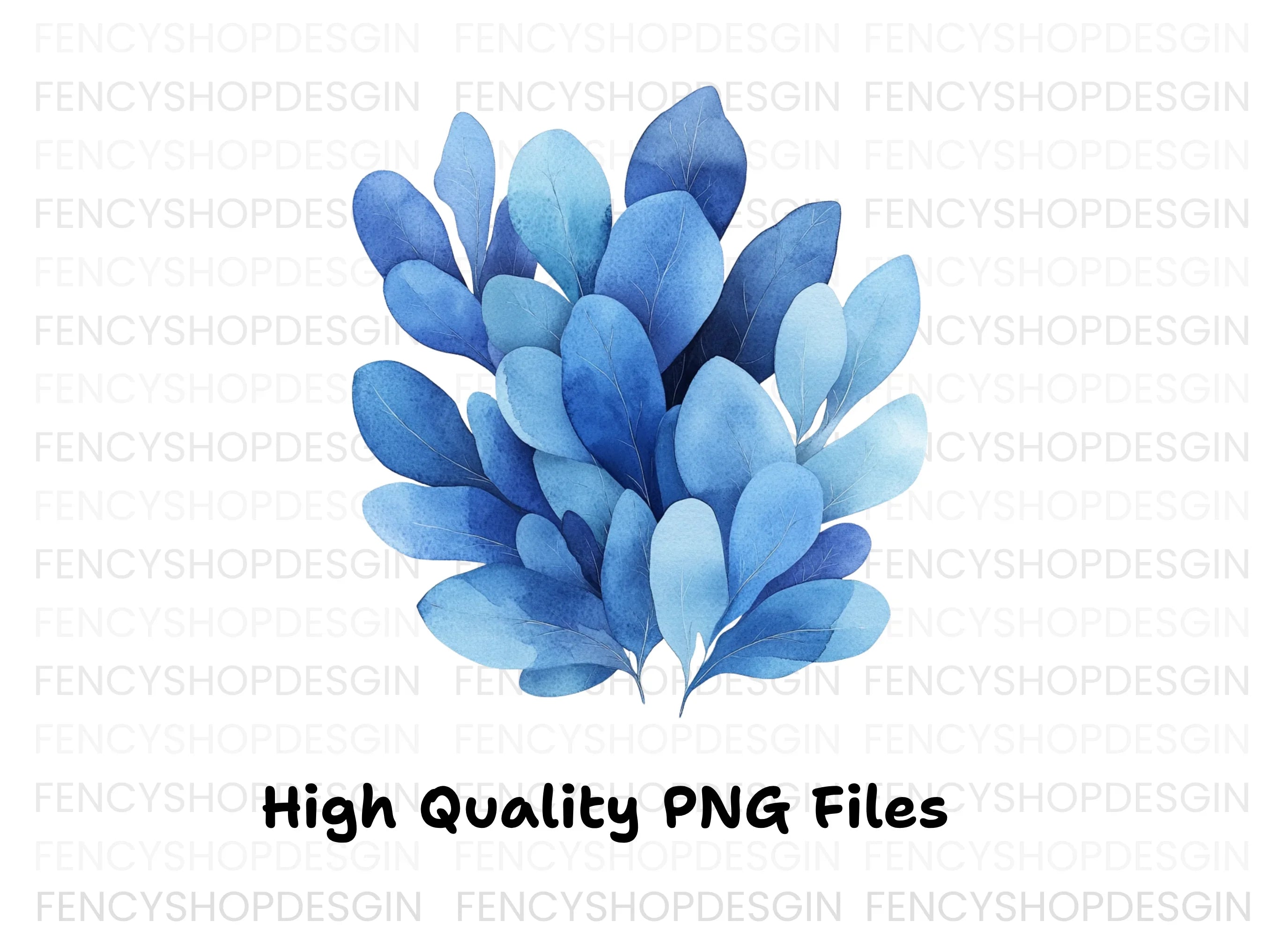 Blue Leaves Clipart Bundle