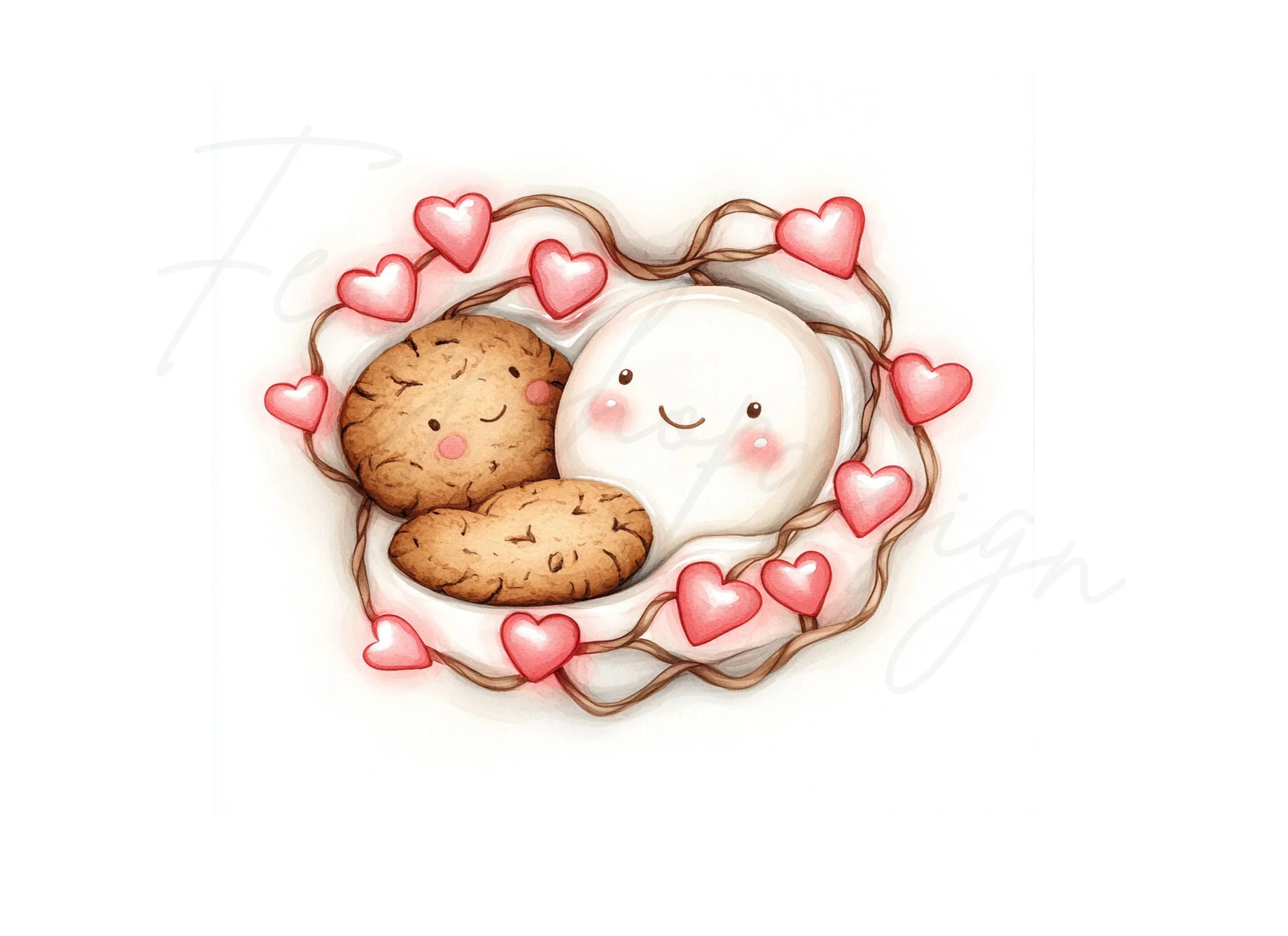 Cute Milk and Cookies Valentine Clipart Bundle