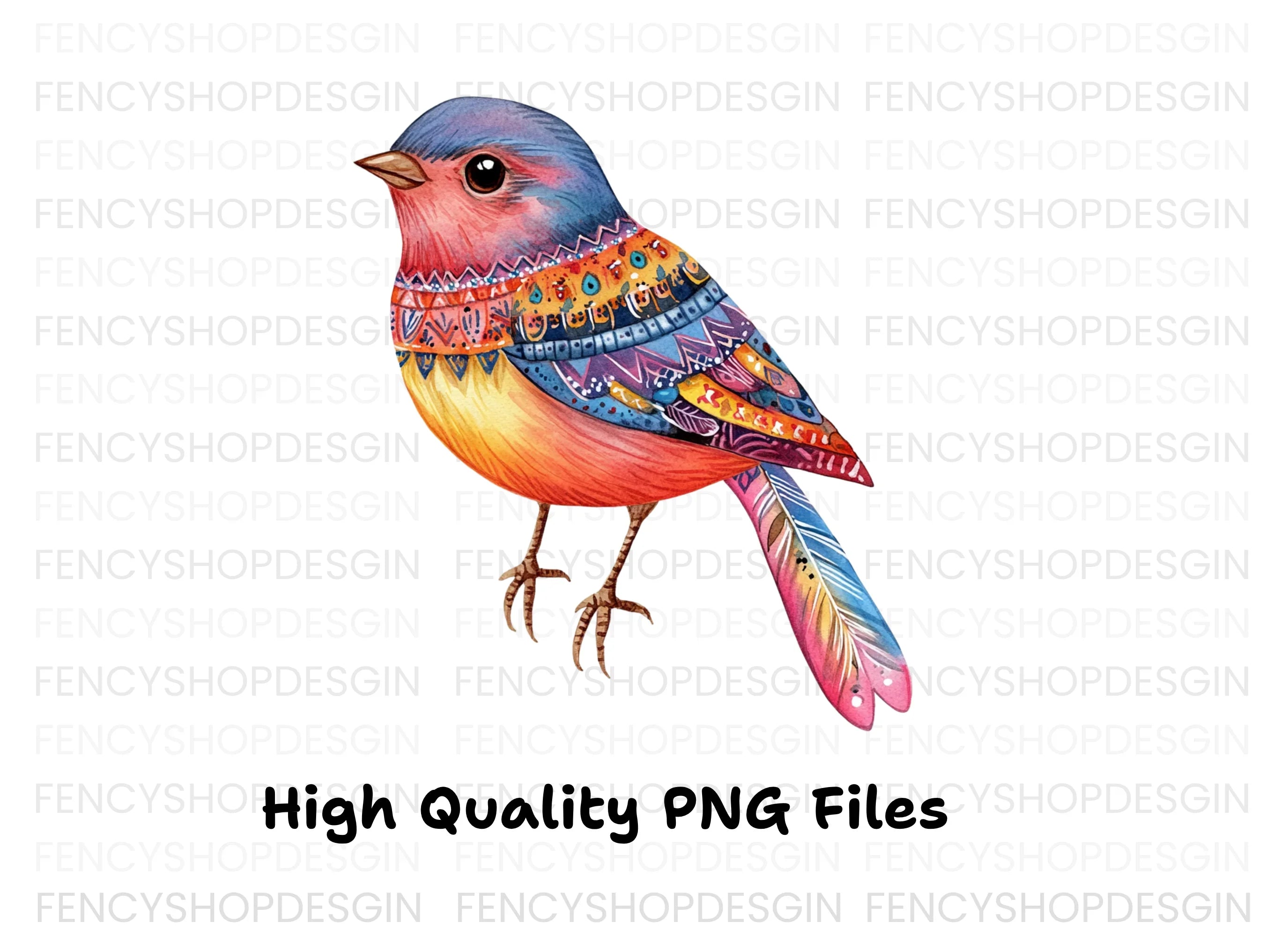 Vibrant Folk Birds Clipart Bundle