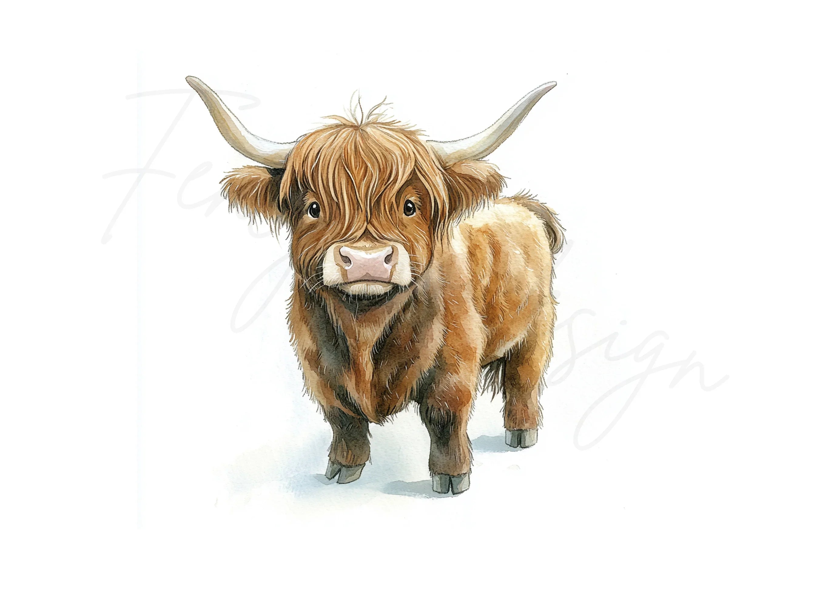 Cute Highland Cow Clipart Bundle