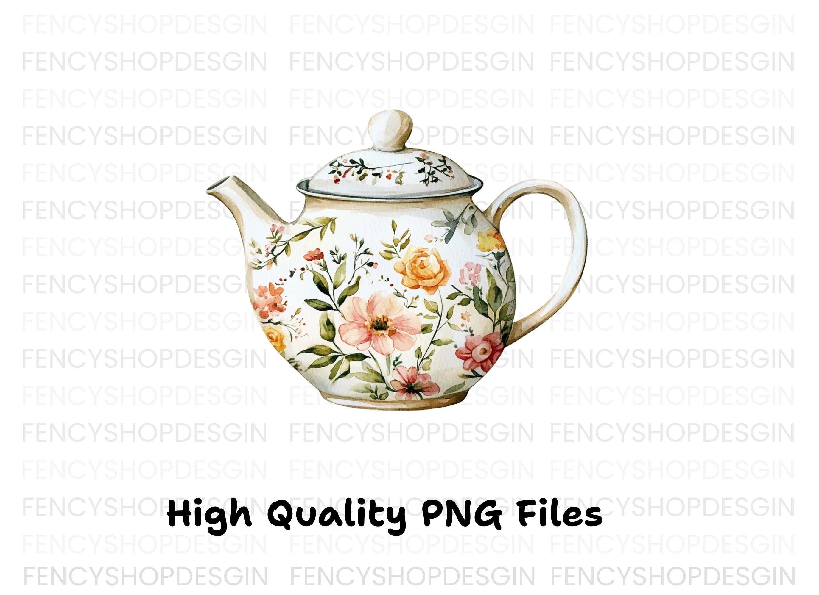 Floral Teapot Clipart Bundle