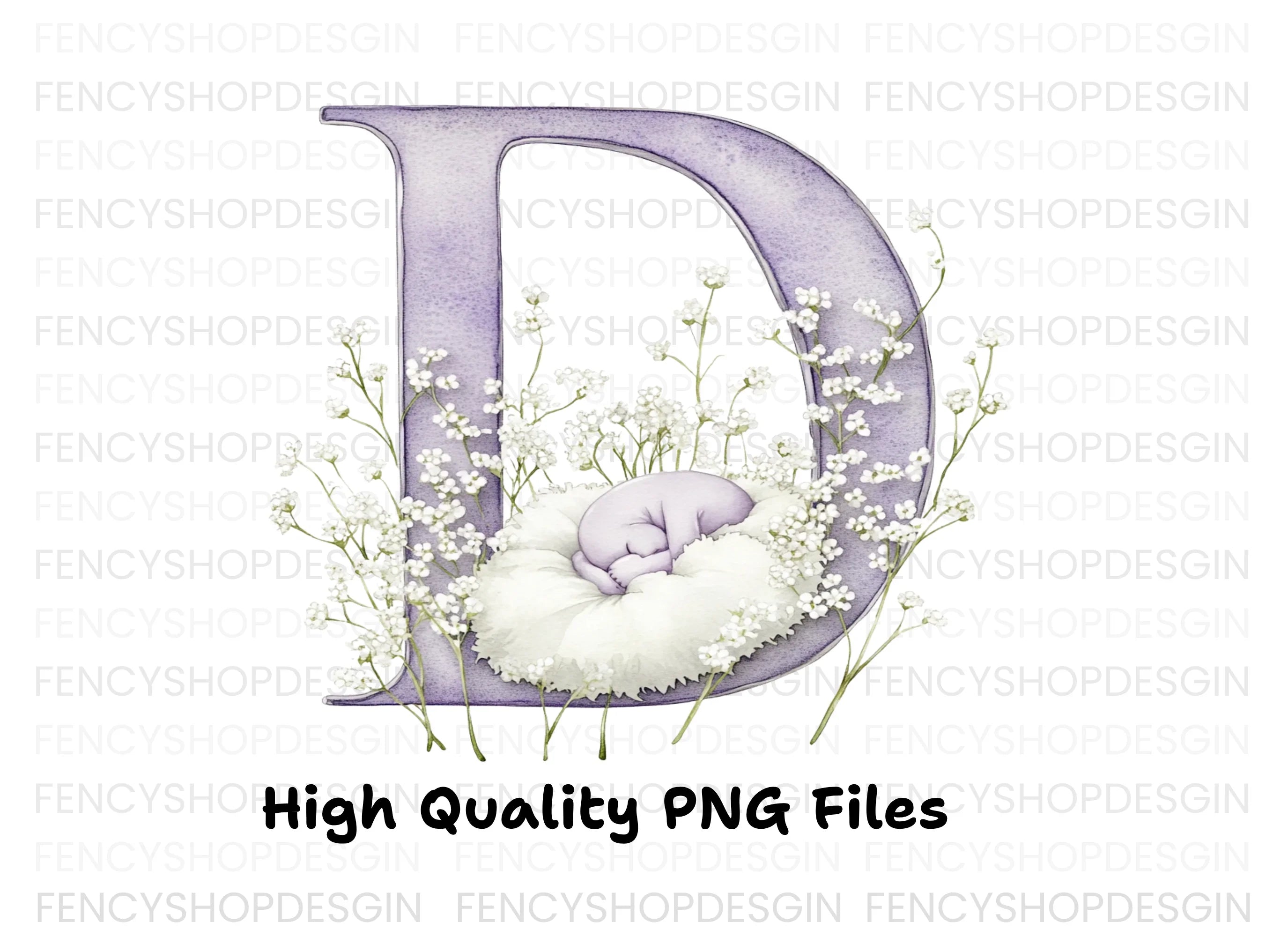 Baby Breath Letter Clipart Bundle