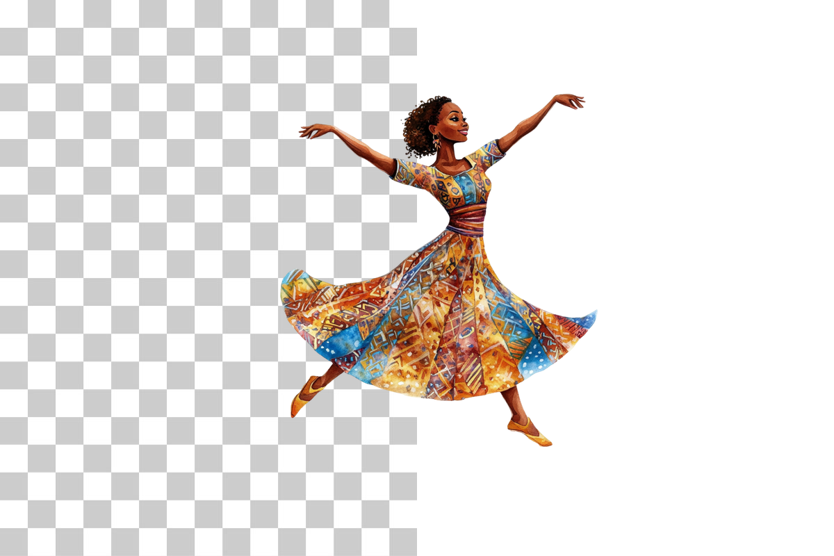 Dancing African Woman Clipart Bundle