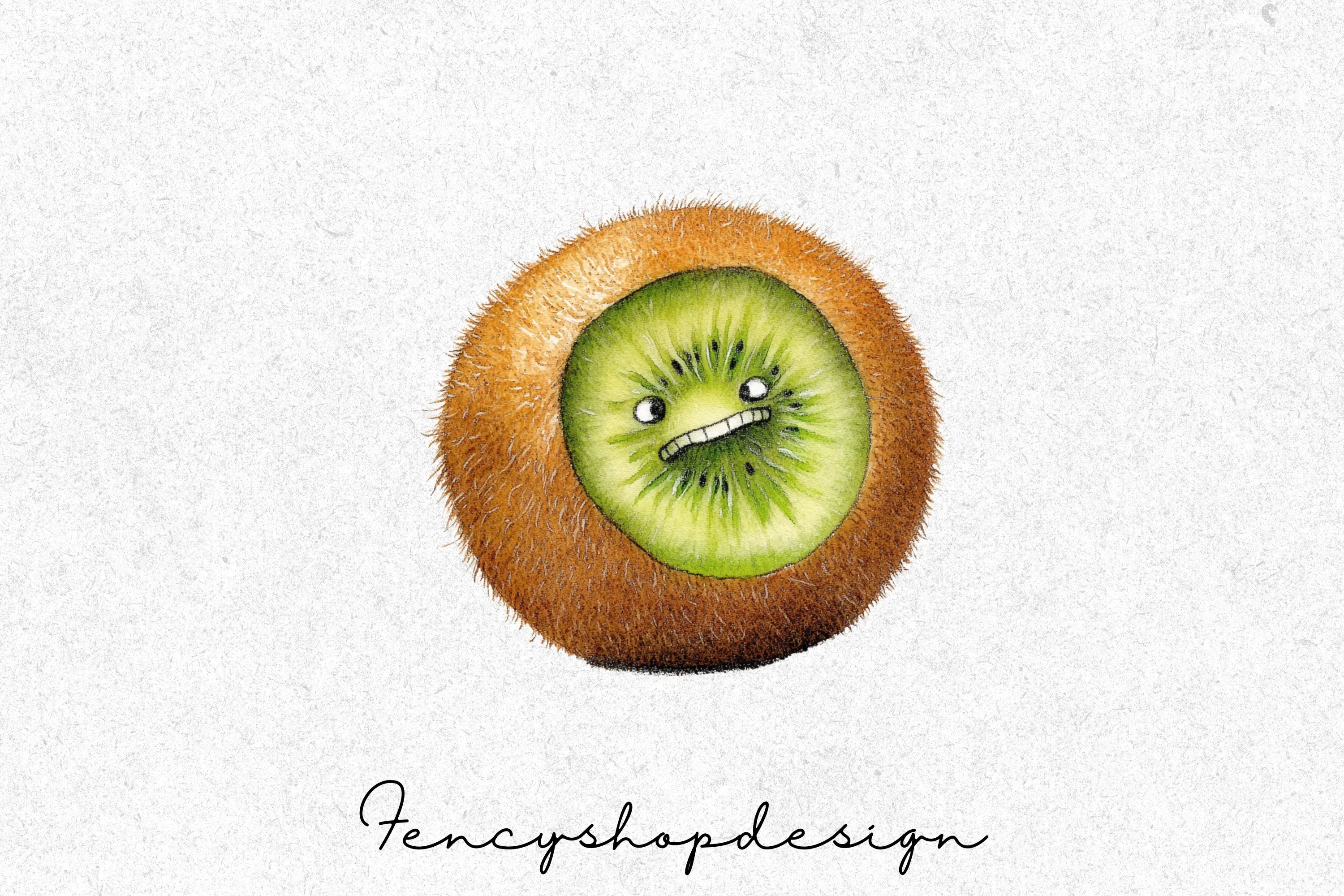 Cute Kiwi Fruit Clipart Bundle