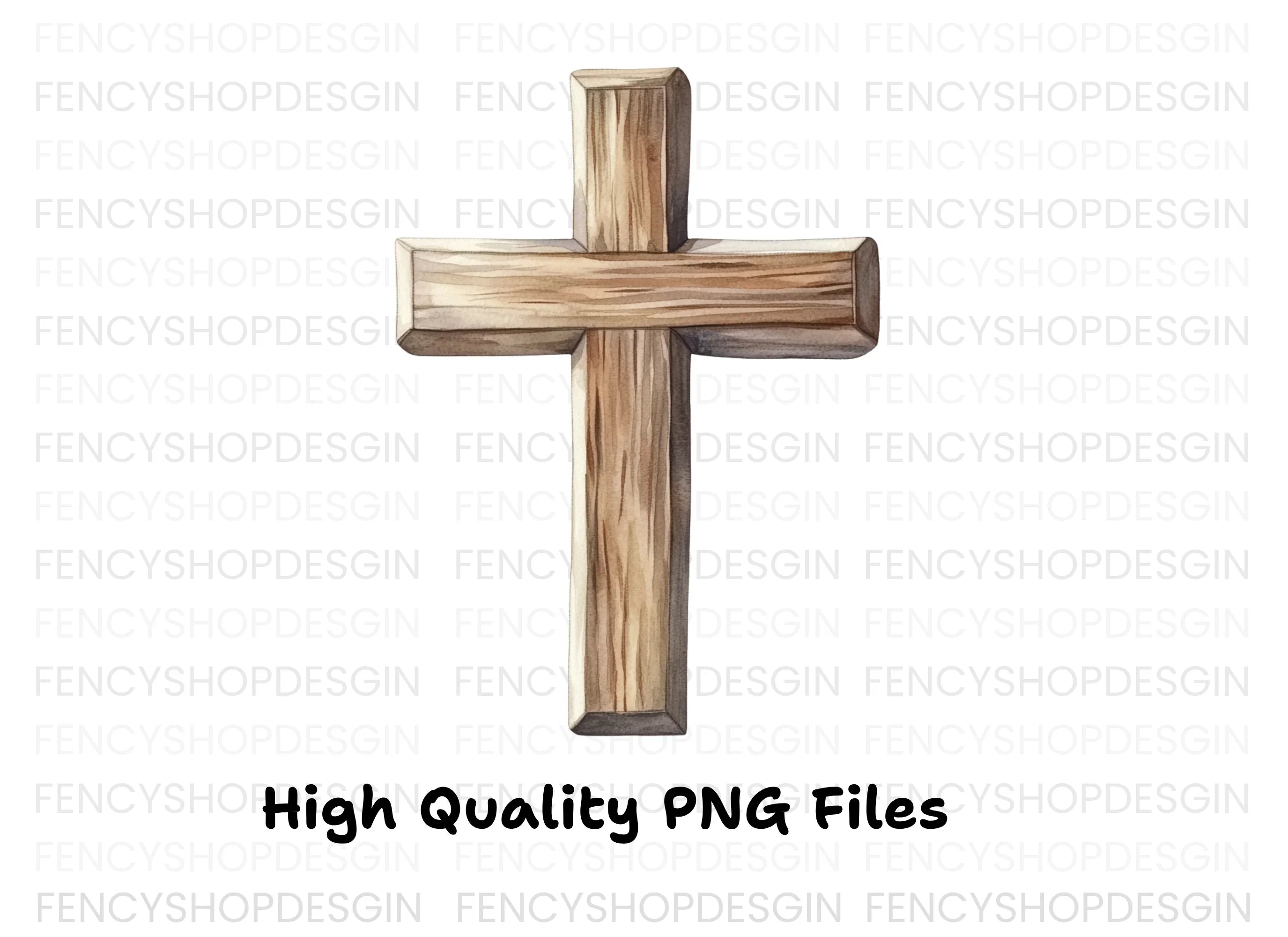 Rustic Wood Cross Illustration Clipart Bundle