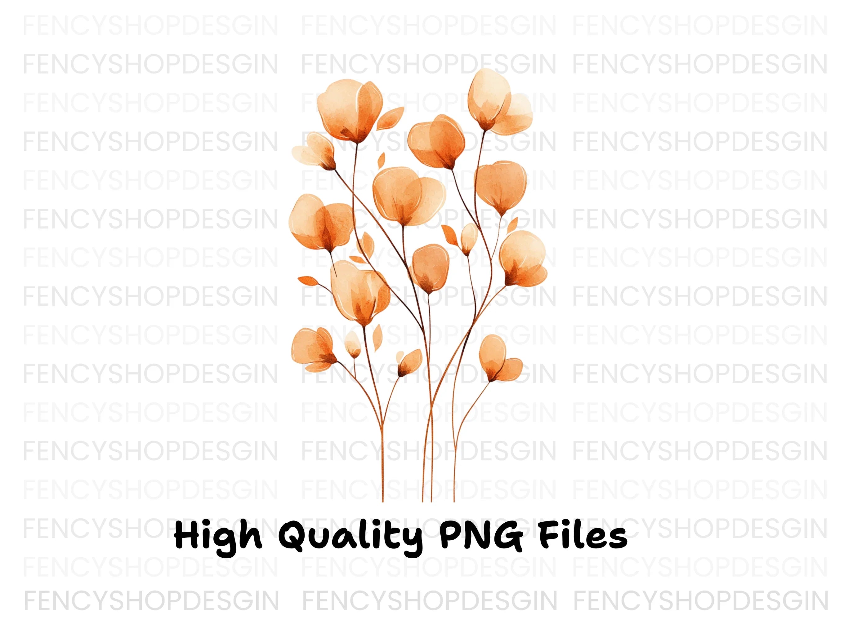 Orange Floral Clipart Bundle