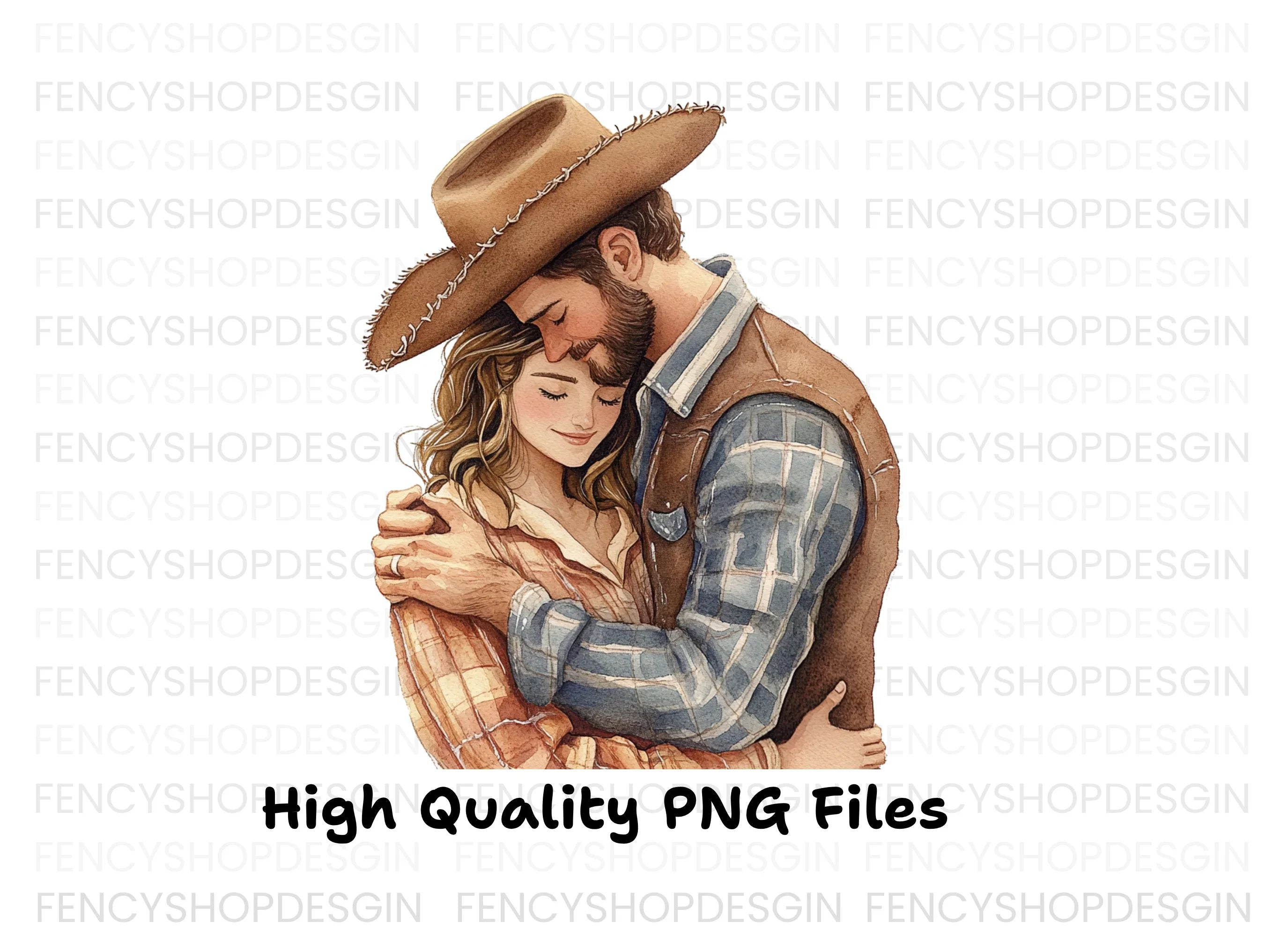 Cowboy Couple Hugging Clipart Bundle