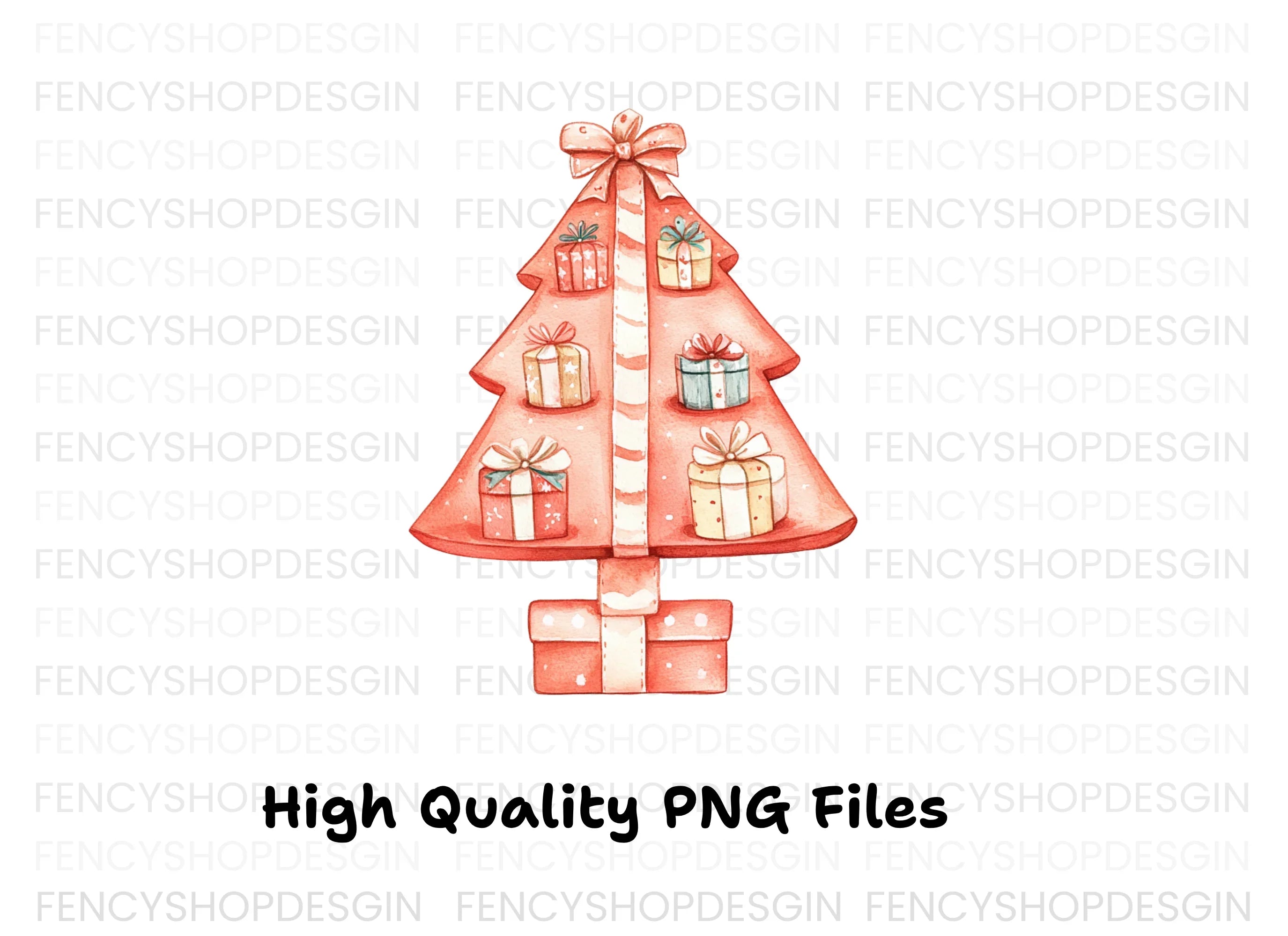 Cute Christmas Tree with Gifts Clipart Bundle