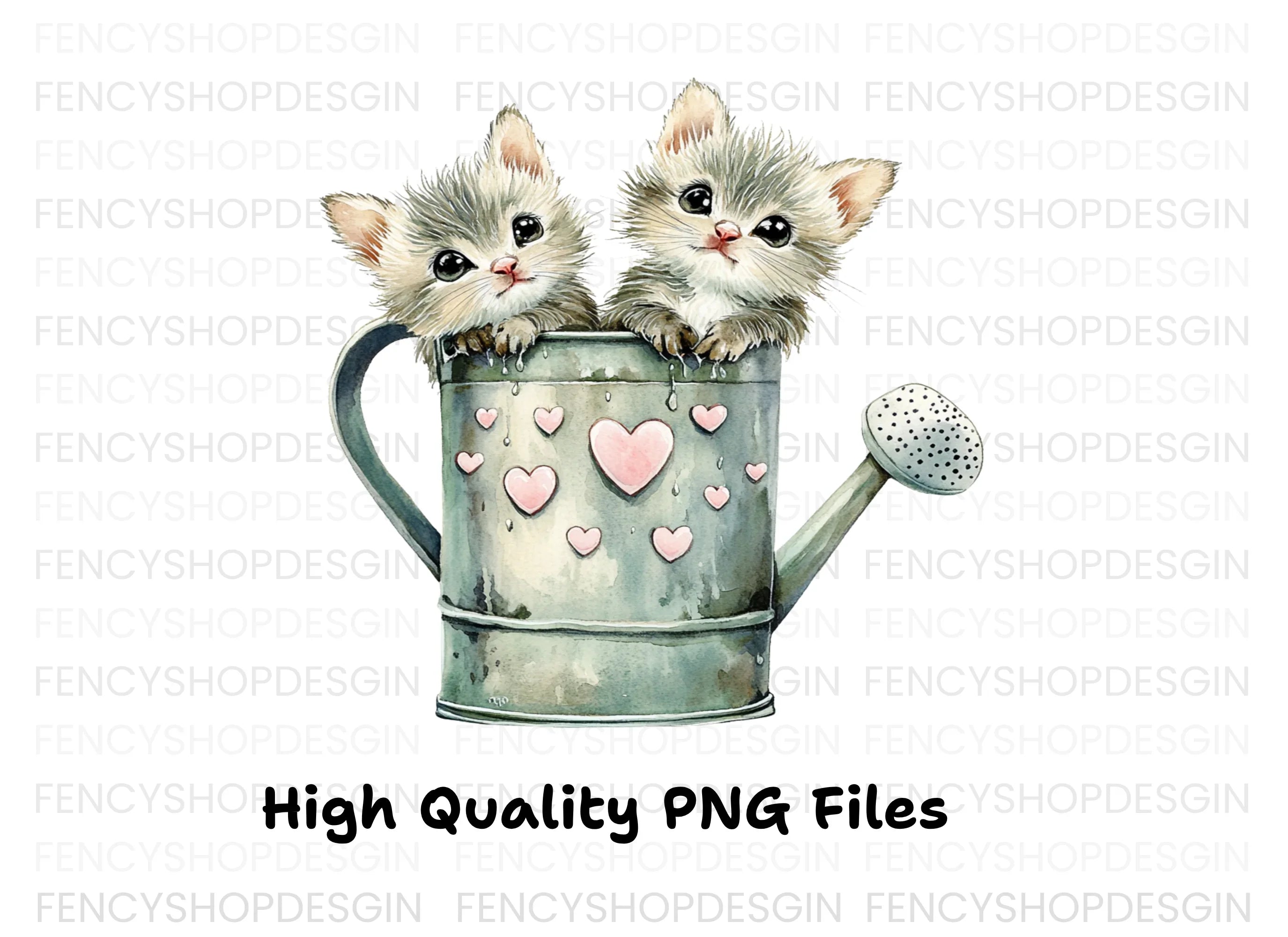 Cute Animals in Watering Cans Clipart Bundle