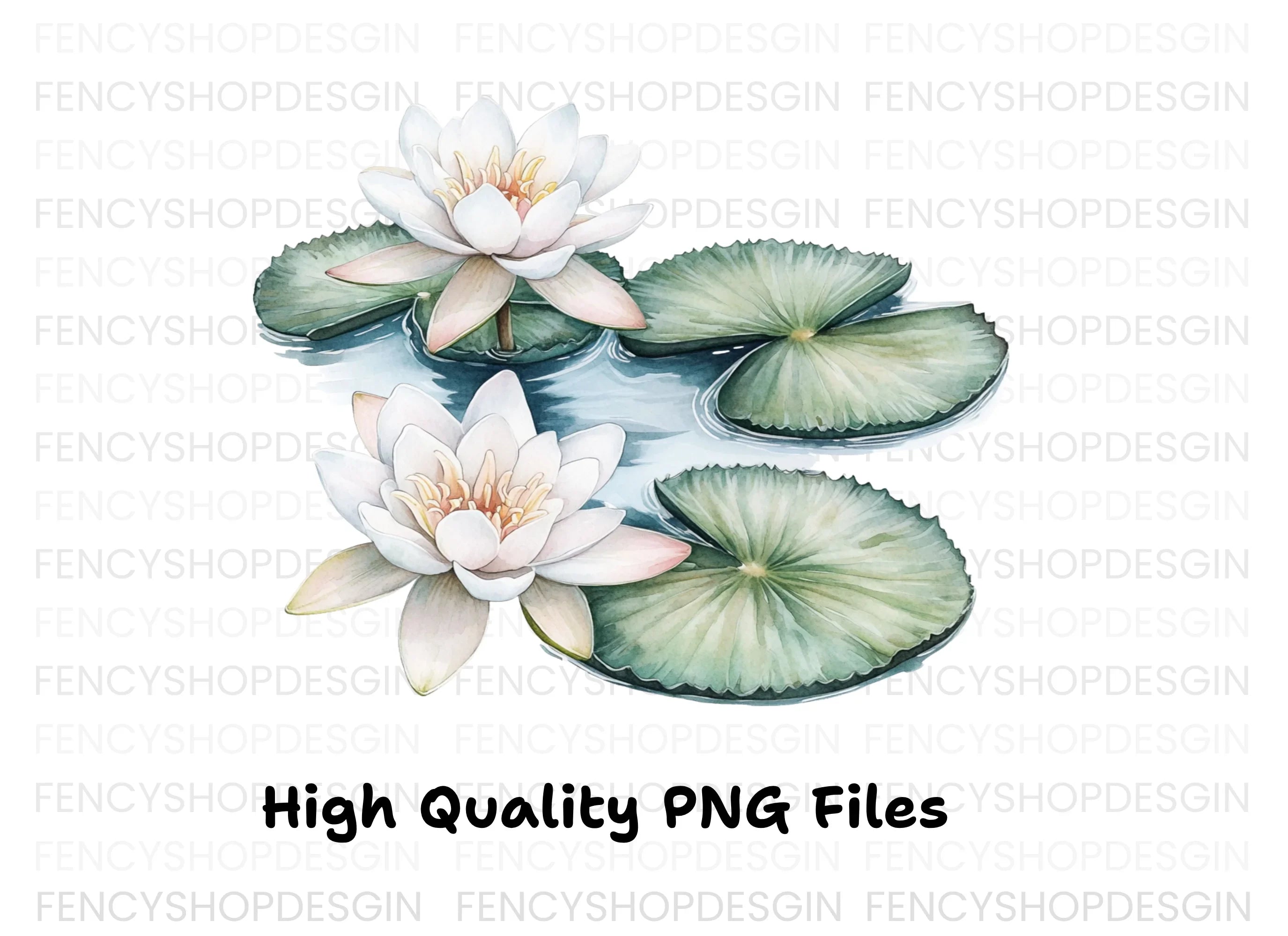 Elegant Water Lily Clipart Bundle