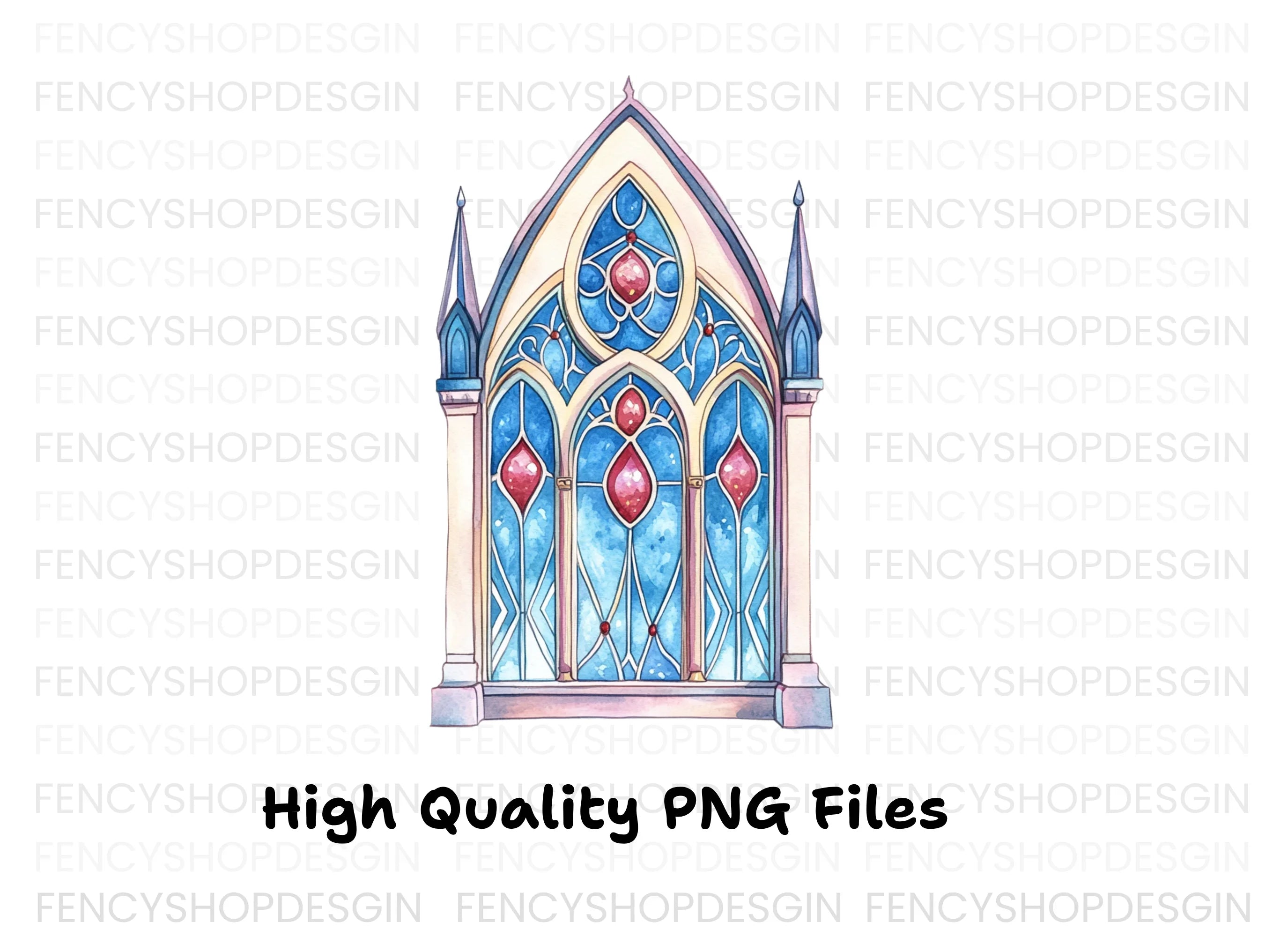 Gothic Stained Glass Window Clipart Bundle