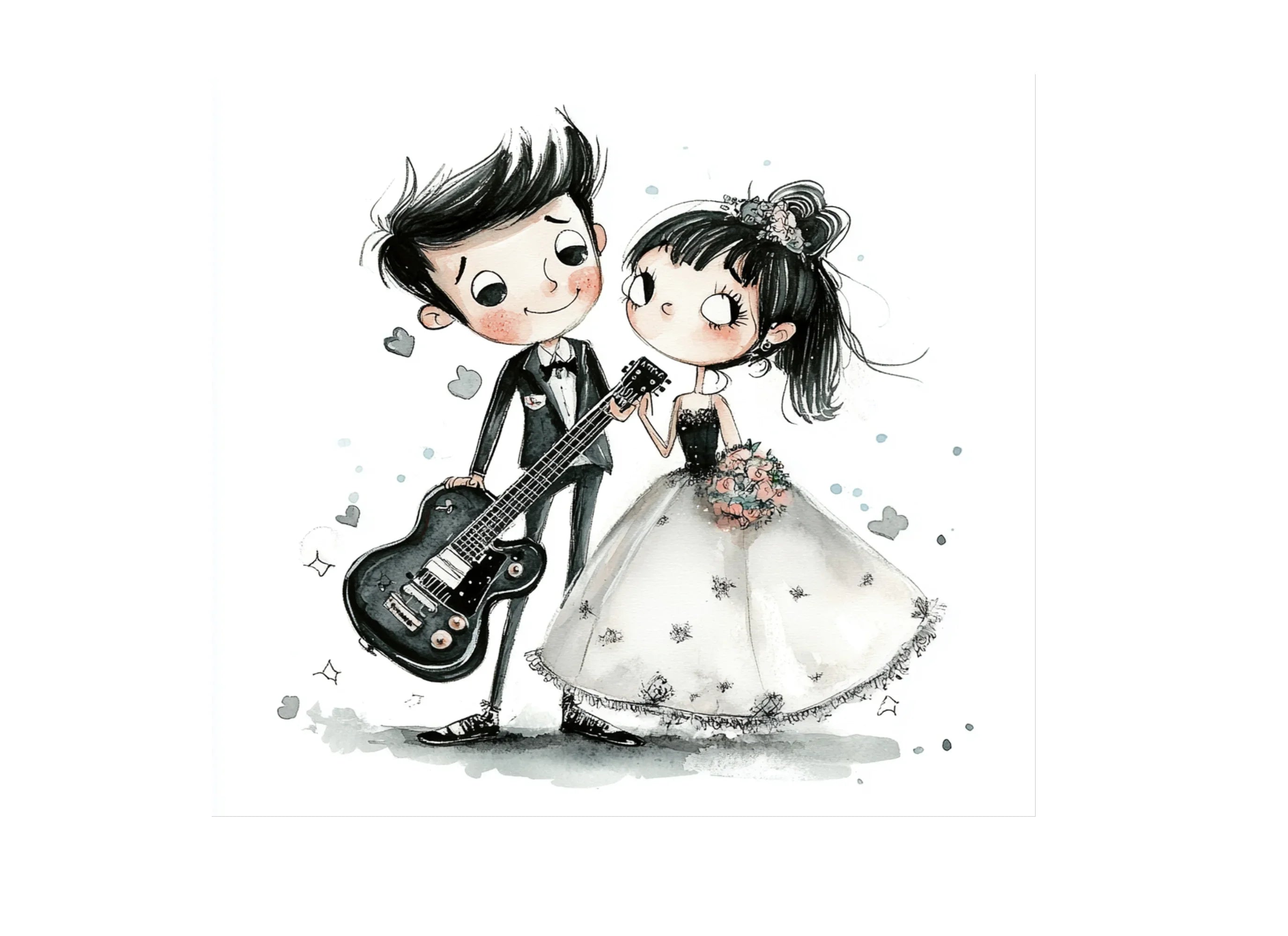 Rock Roll Wedding Couple Clipart Bundle